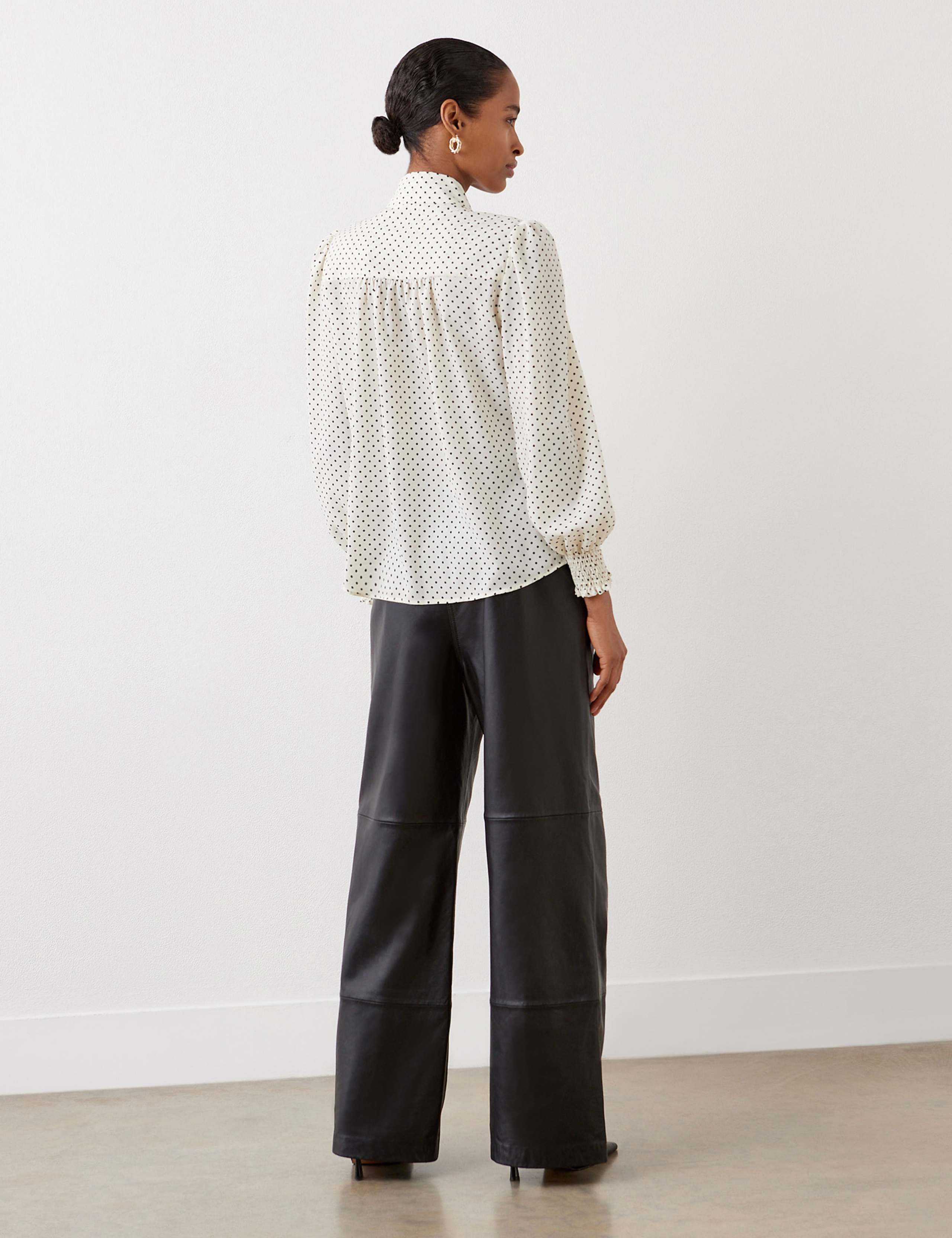 Crepe Polka Dot Tie Neck Blouse 3 of 4