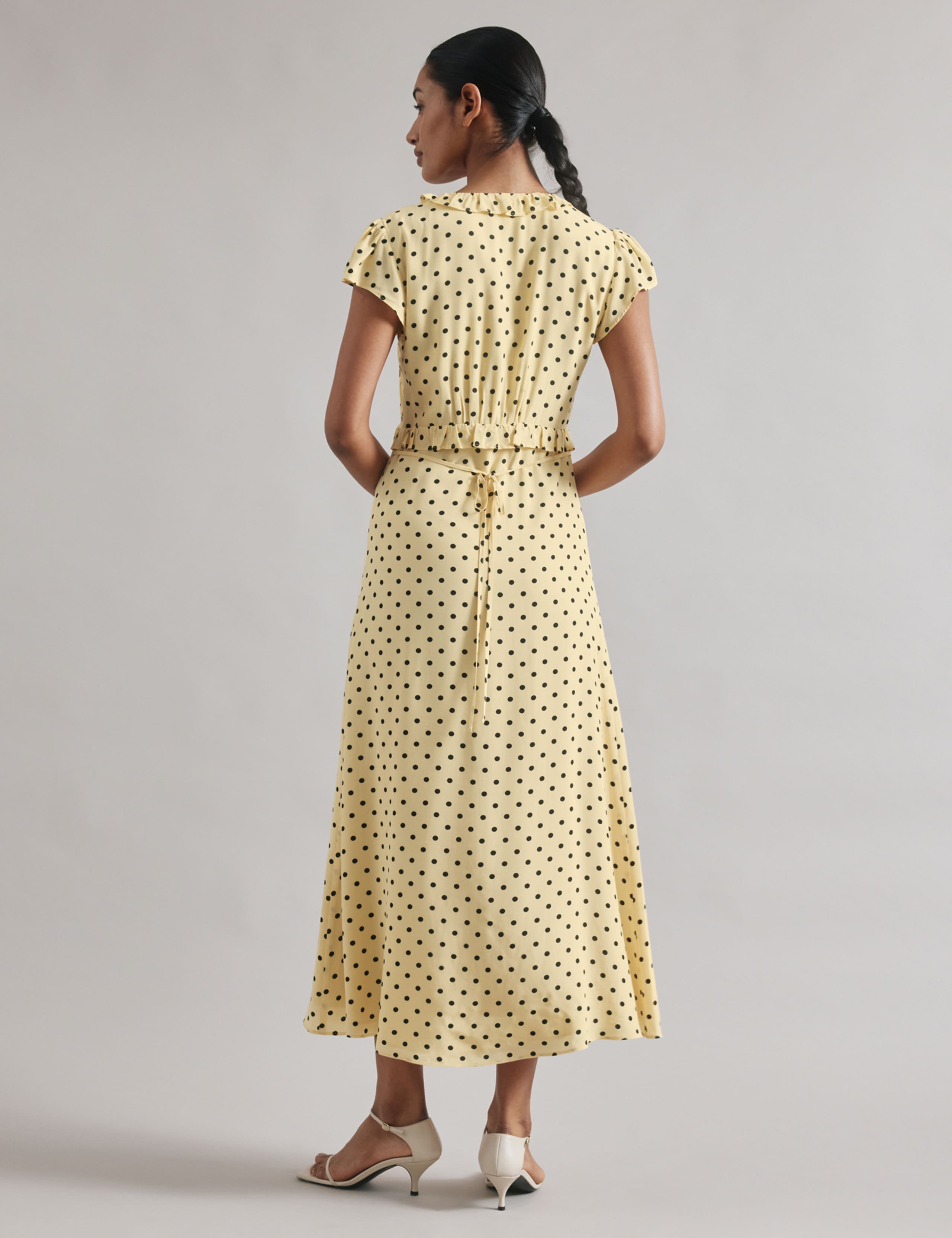 Spot Print V-Neck Midi Skater Dress 3 of 7