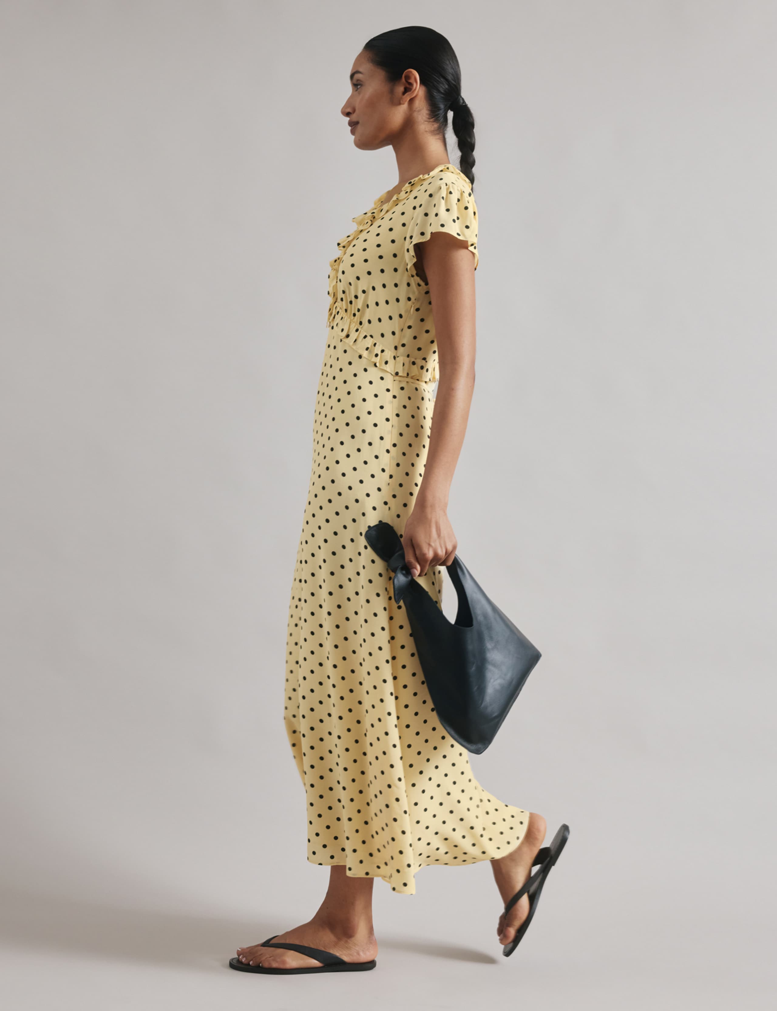Spot Print V-Neck Midi Skater Dress 6 of 7