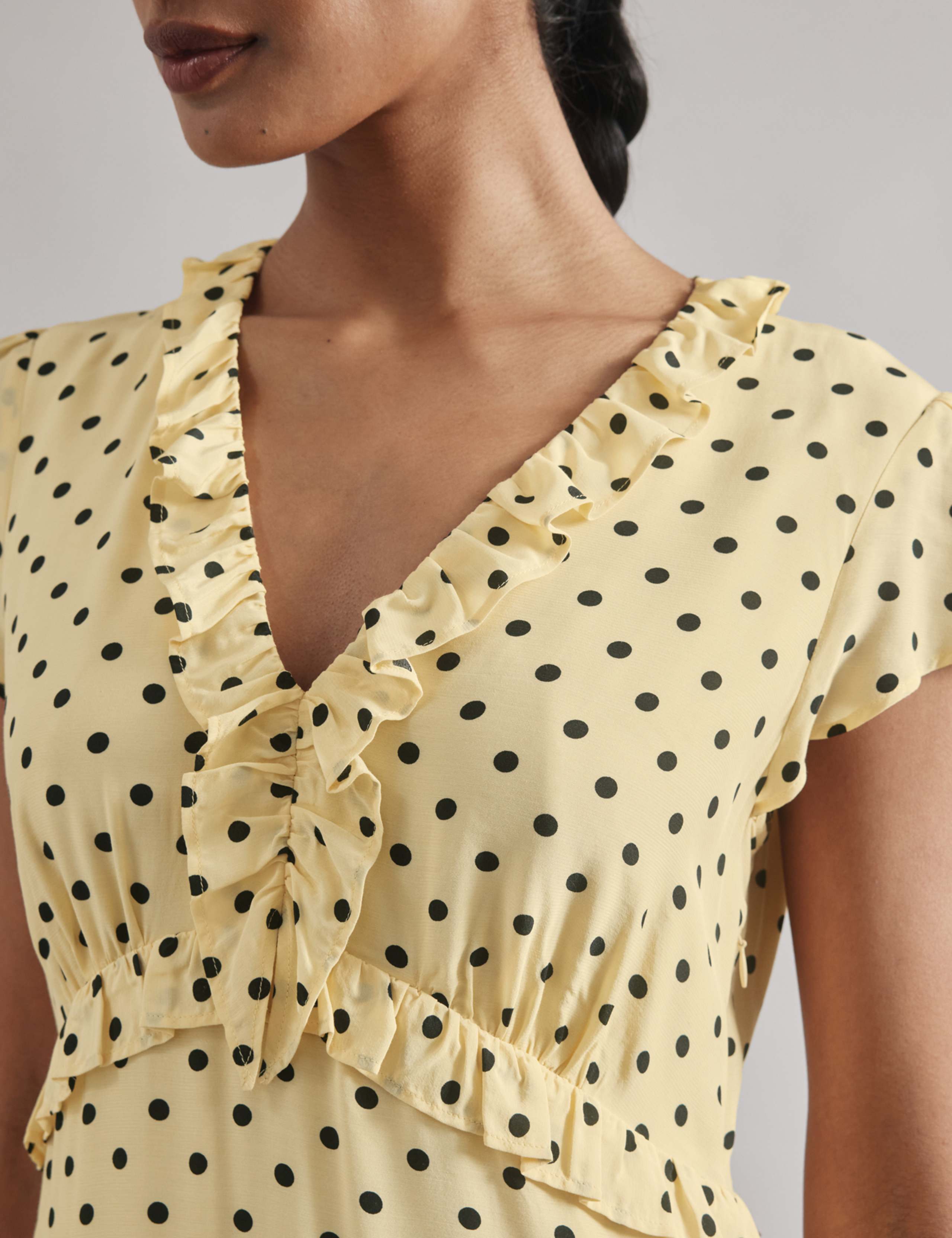 Spot Print V-Neck Midi Skater Dress 7 of 7