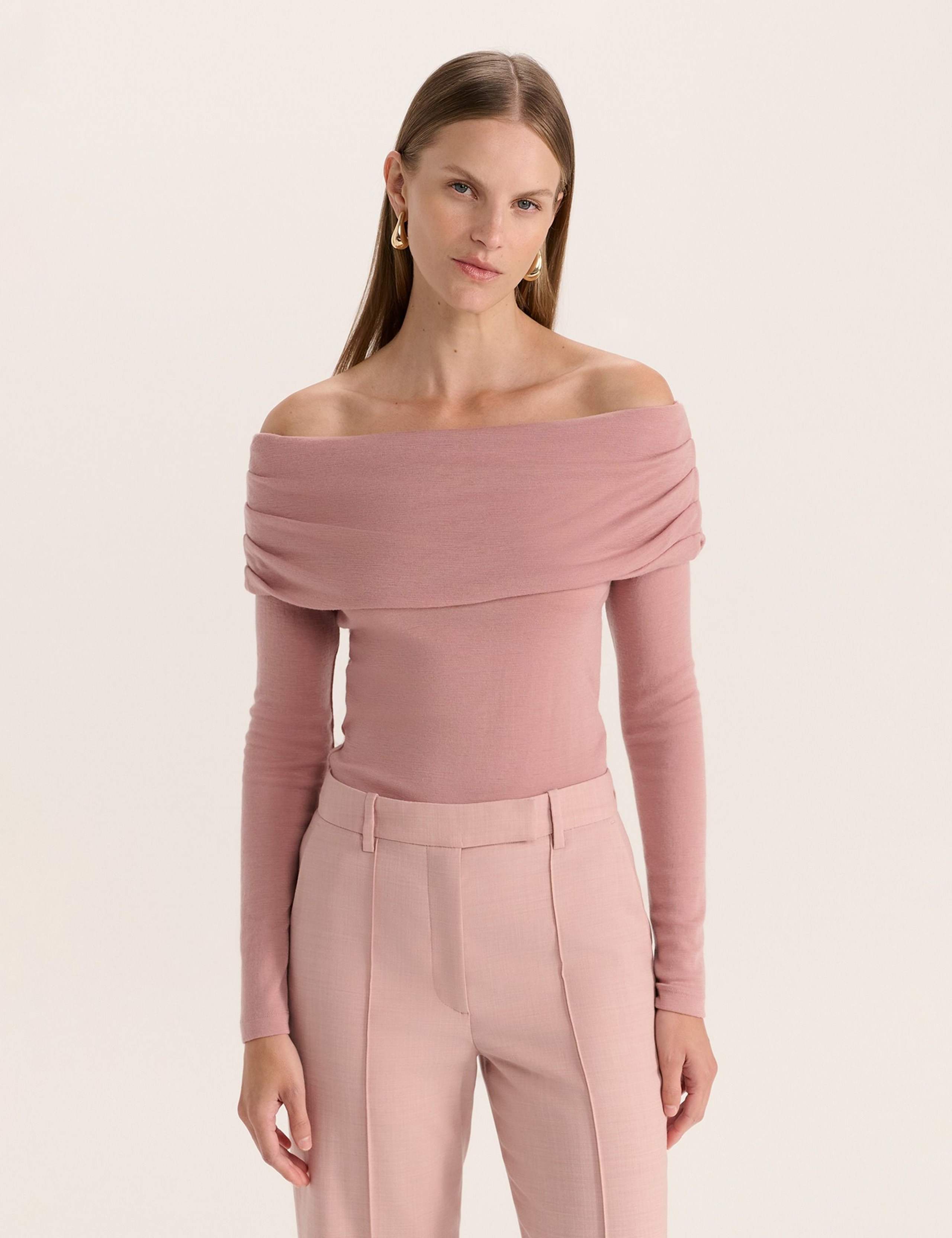 Pure Merino Wool Fitted Bardot Jumper 3 of 5