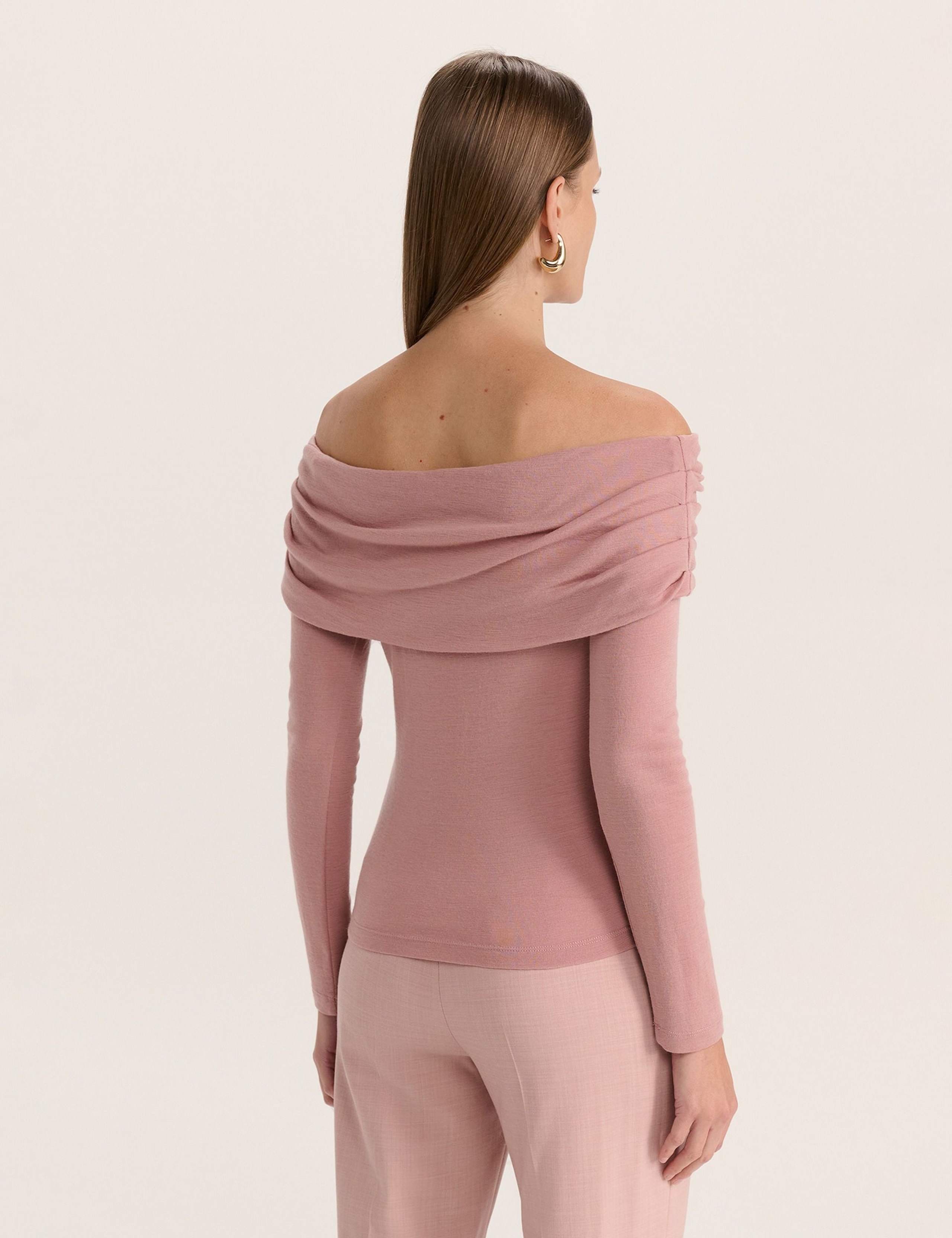 Pure Merino Wool Fitted Bardot Jumper 4 of 5