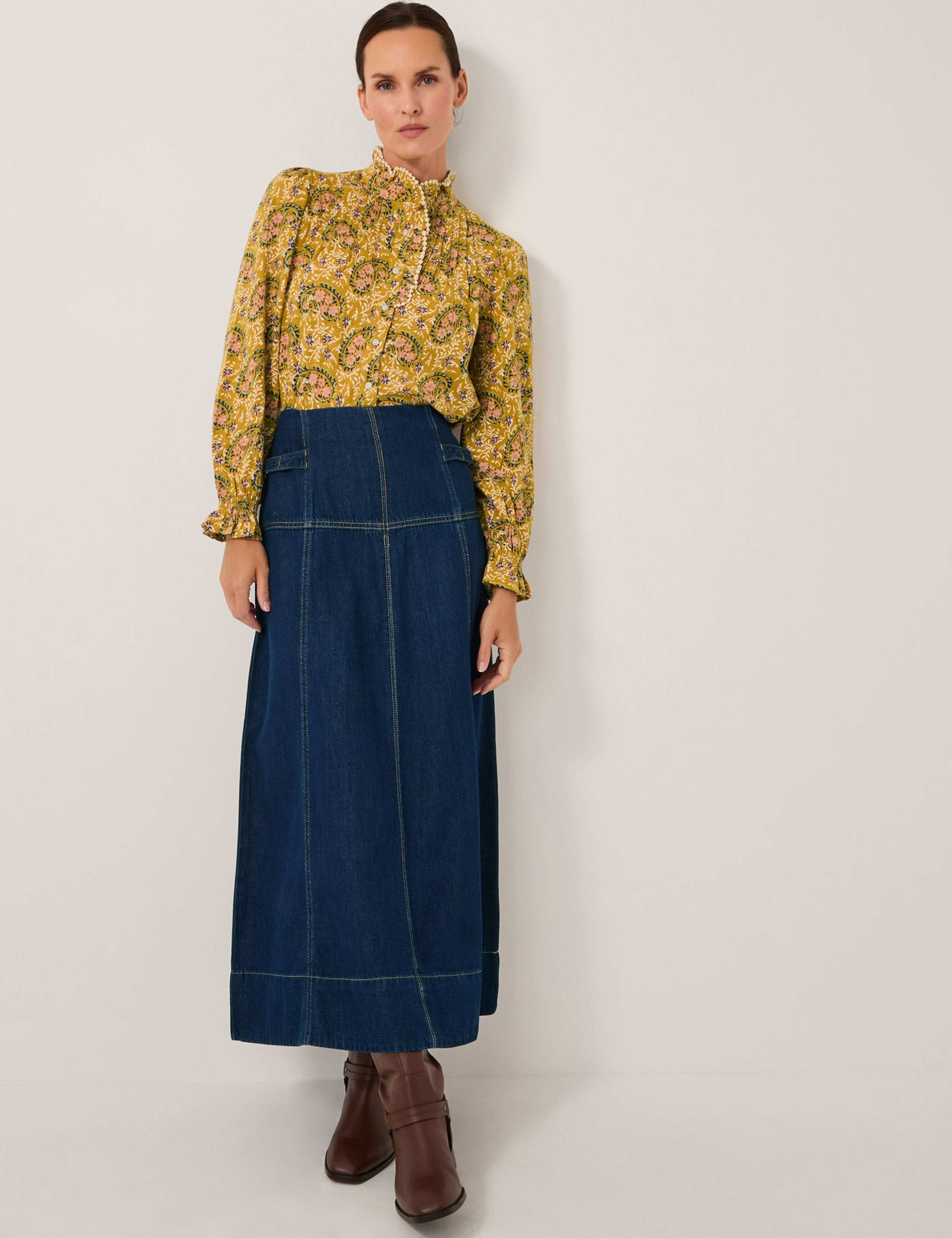 Cotton Rich Denim Midi Skirt 3 of 5