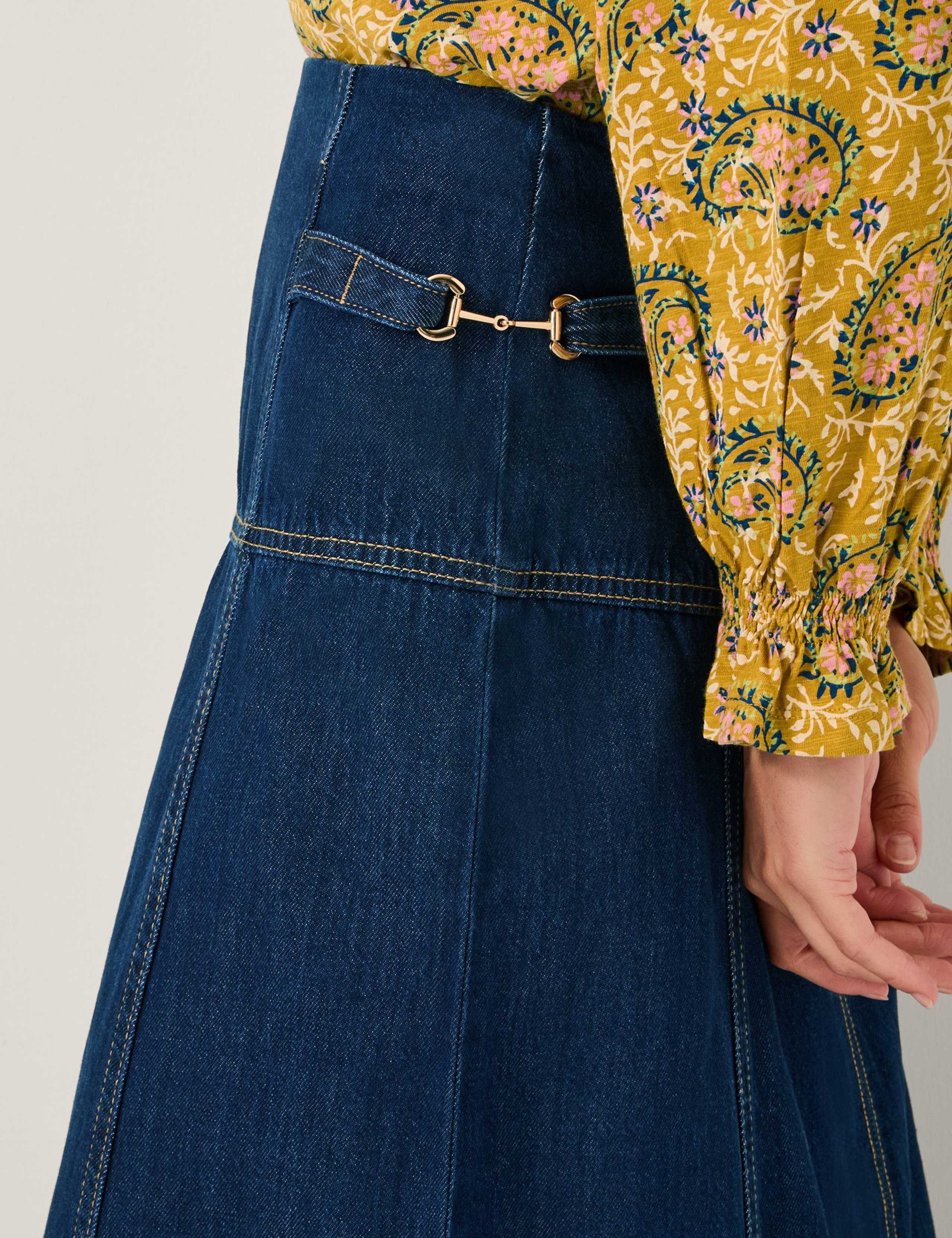 Cotton Rich Denim Midi Skirt 4 of 5