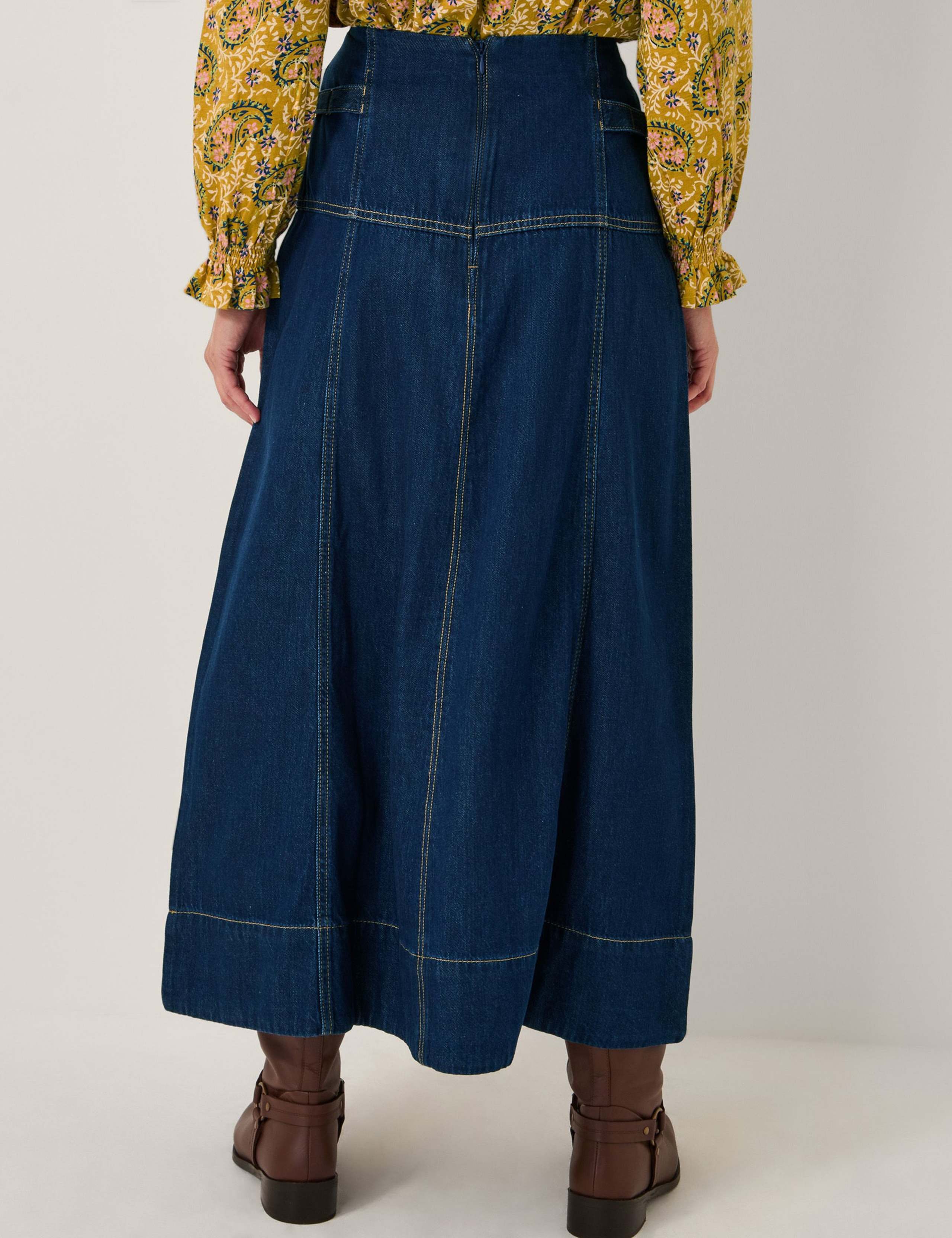 Cotton Rich Denim Midi Skirt 5 of 5