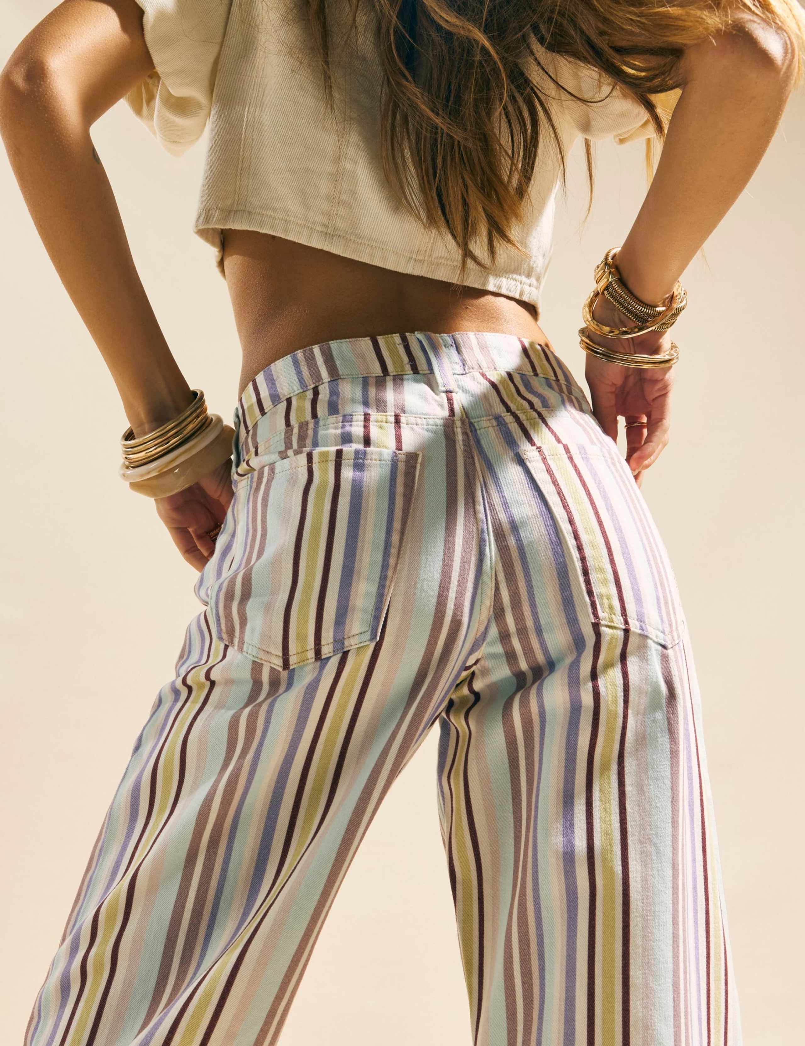 Mid Rise Striped Barrel Jeans 4 of 4