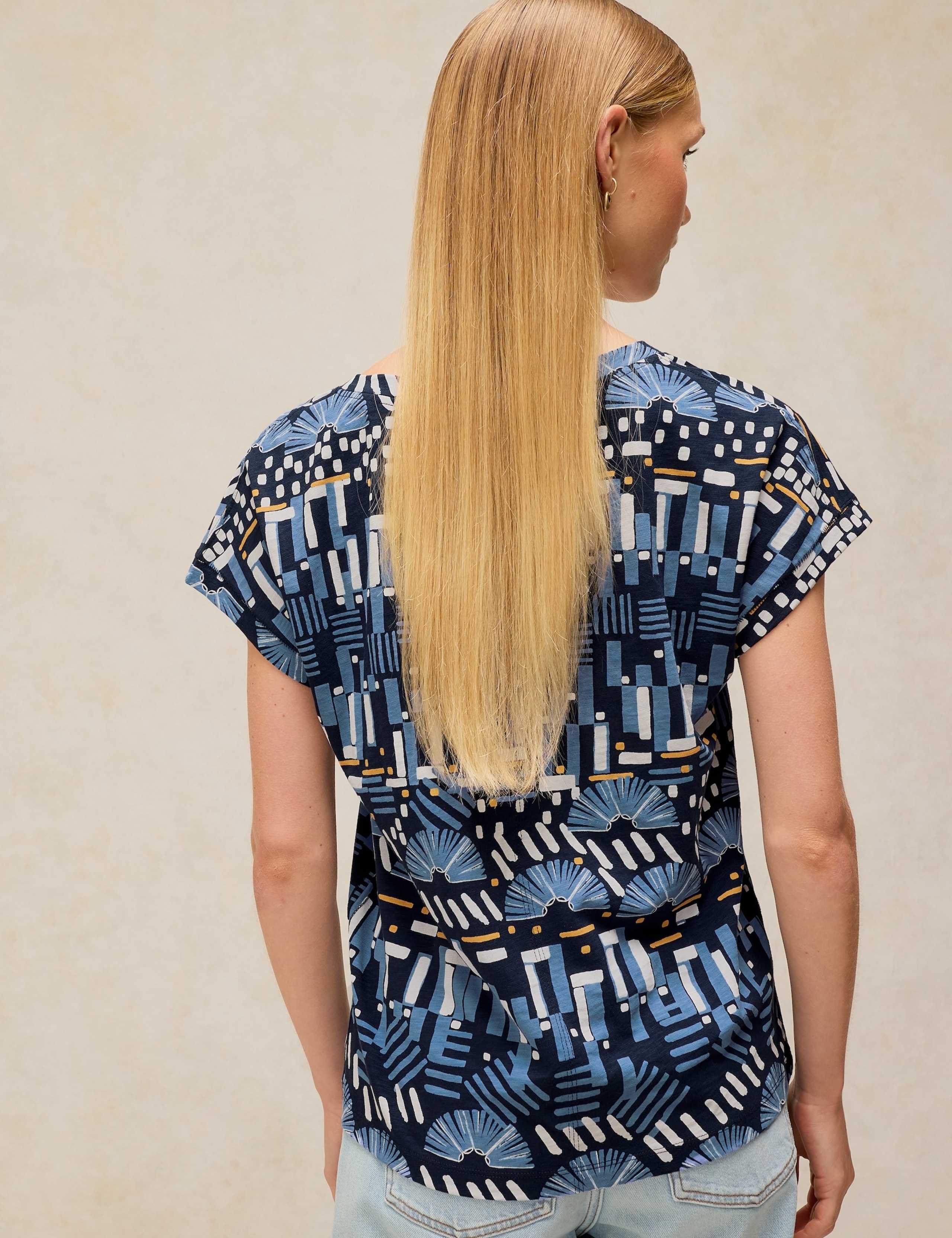 Pure Cotton Printed Notch Neck T-Shirt 4 of 6