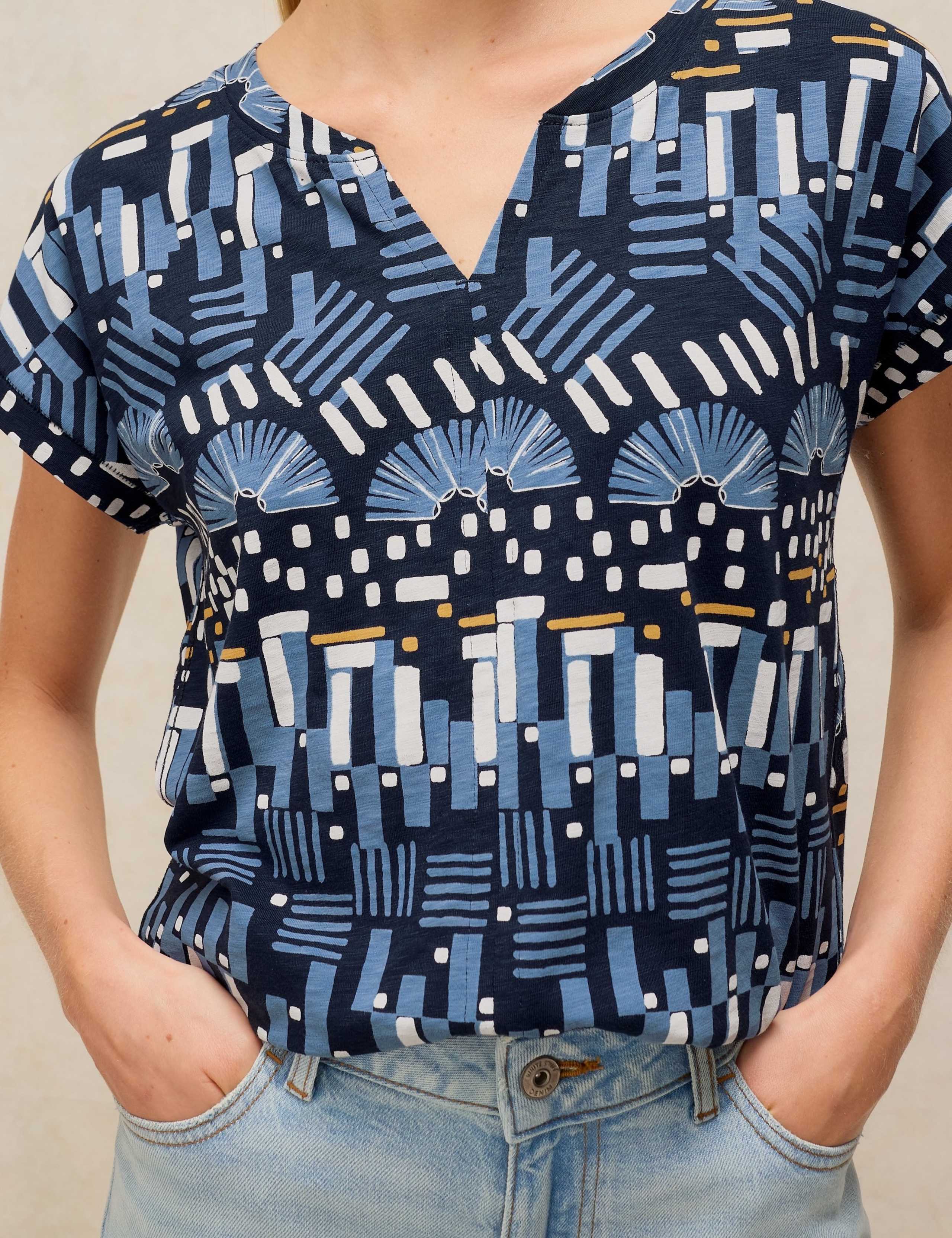 Pure Cotton Printed Notch Neck T-Shirt 5 of 6
