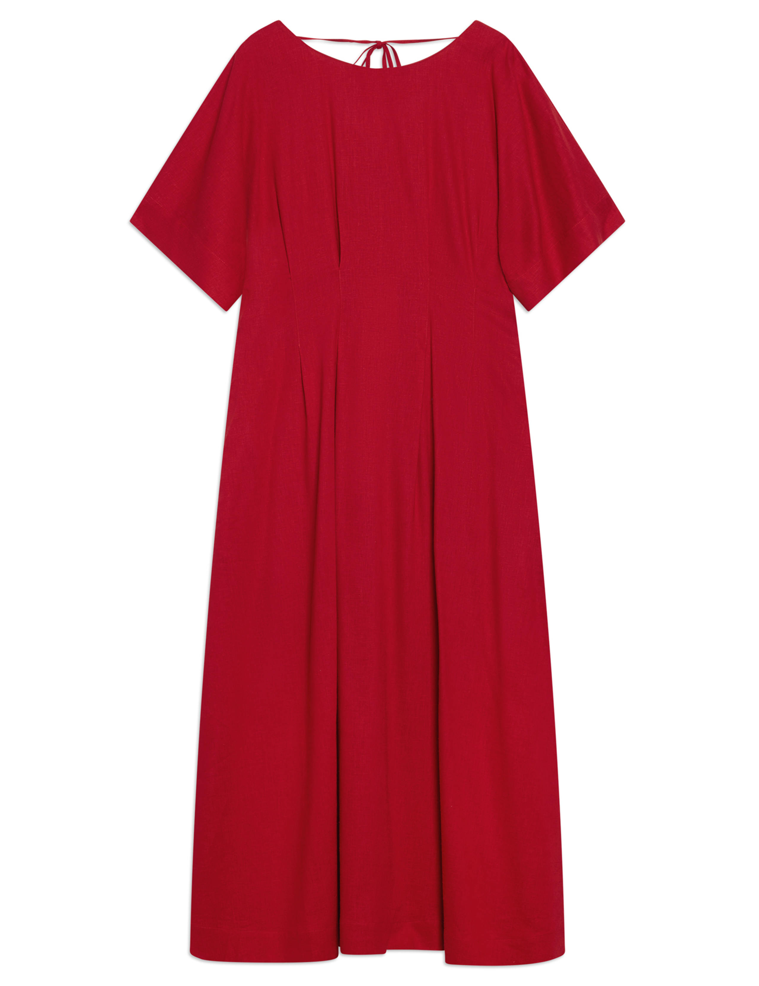 Linen Blend Midi Waisted Dress 2 of 5