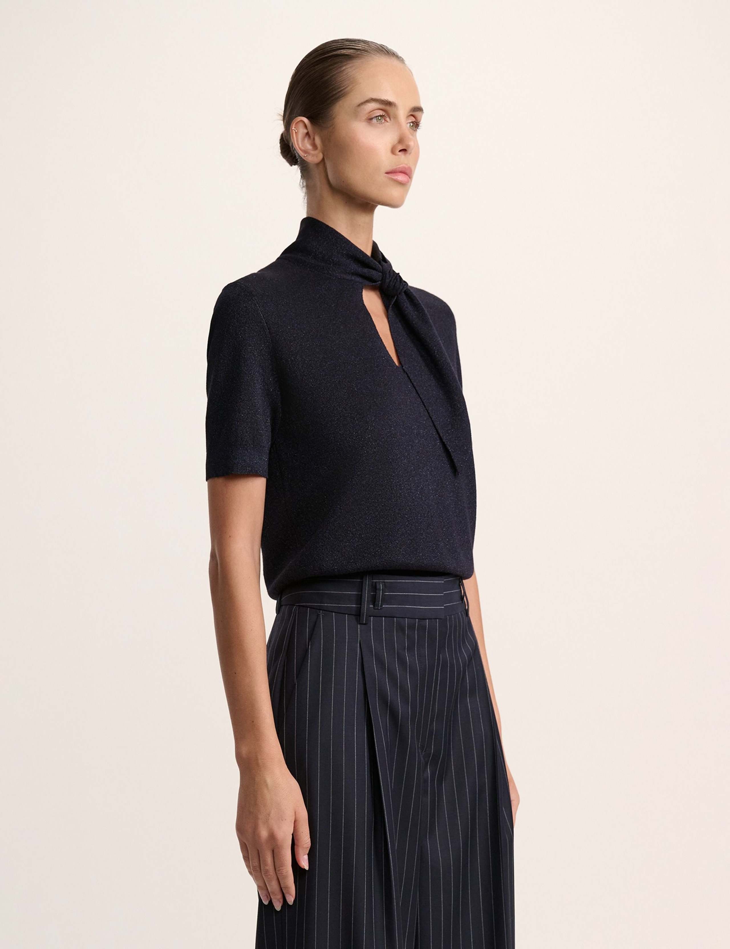 Metallic Tie Neck Knitted Top 4 of 6