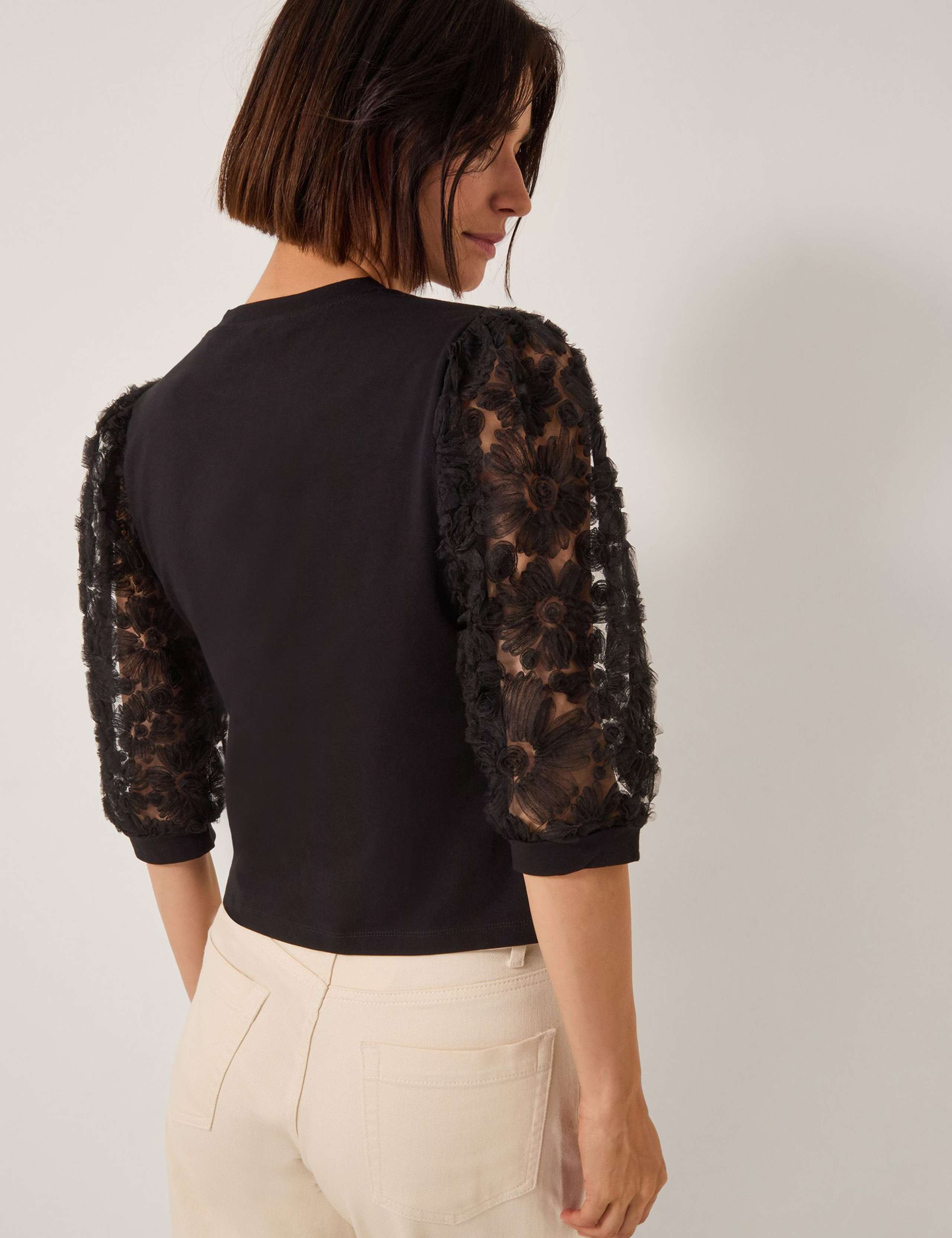 Cotton Rich Floral Applique Top 3 of 4