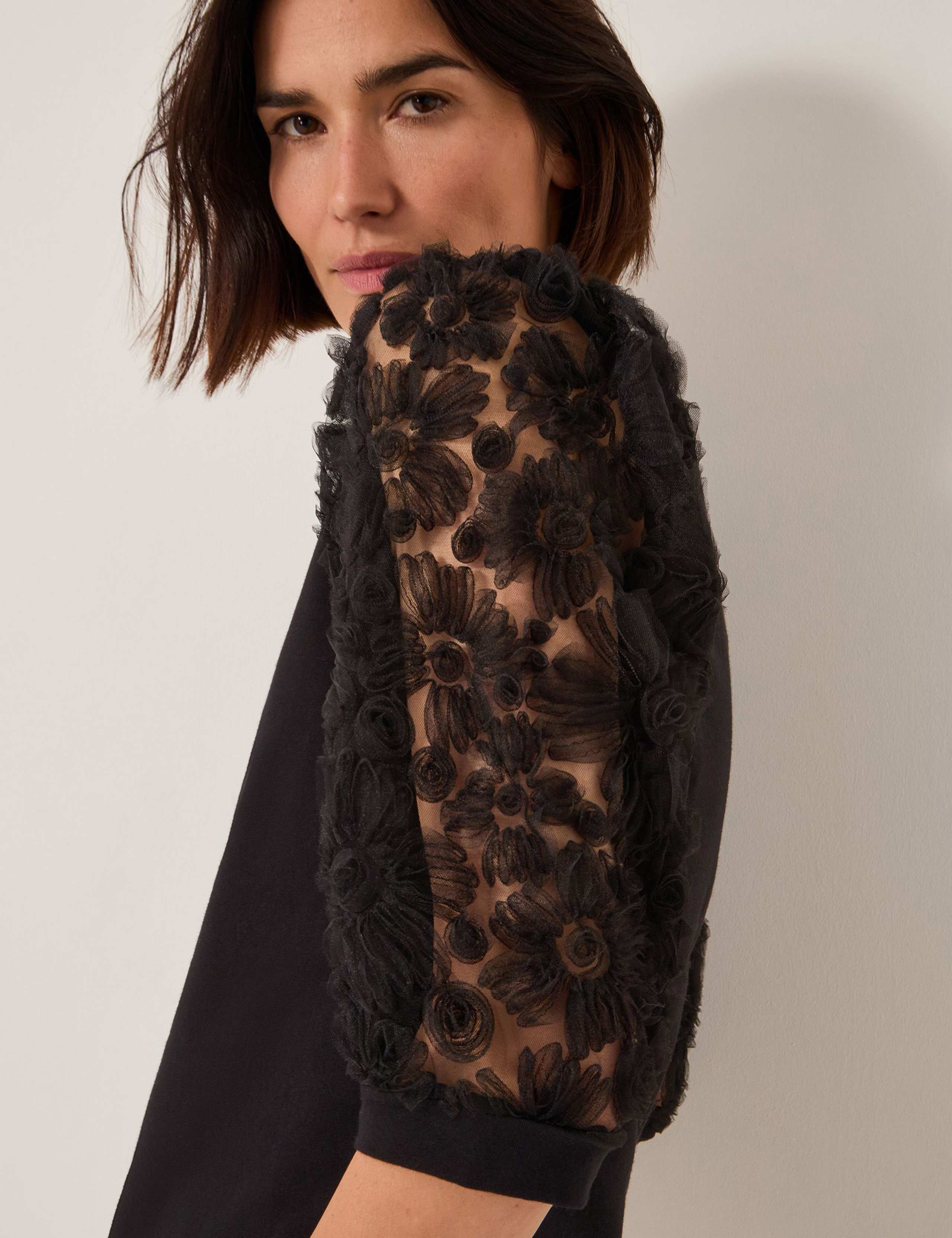 Cotton Rich Floral Applique Top 4 of 4