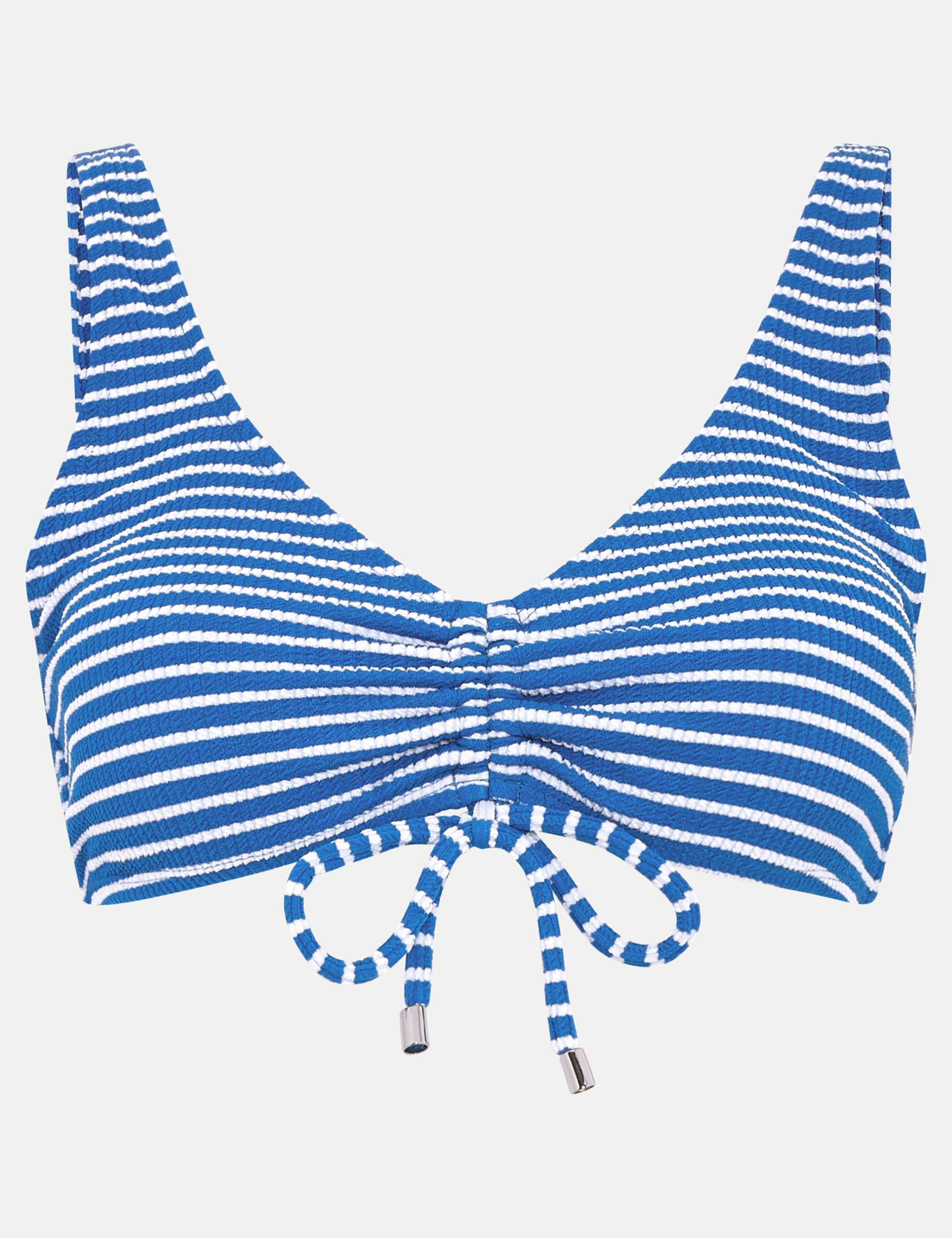 Striped V-Neck Drawstring Bikini Top 2 of 7