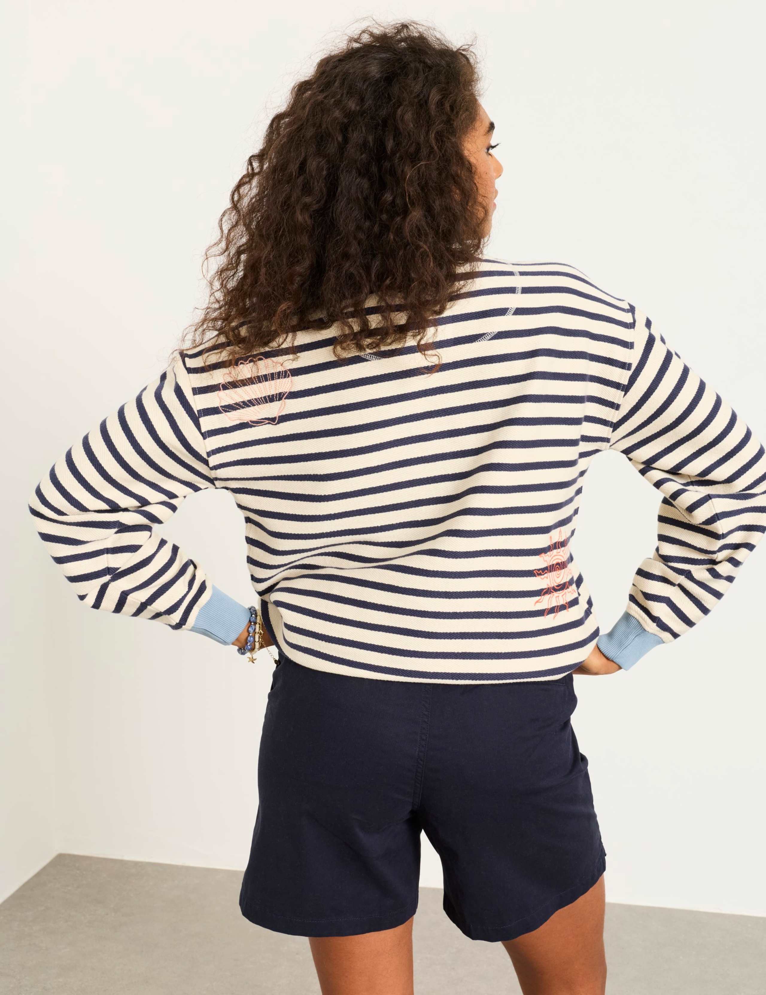 Pure Cotton Textured Striped Sweatshirt 3 of 5