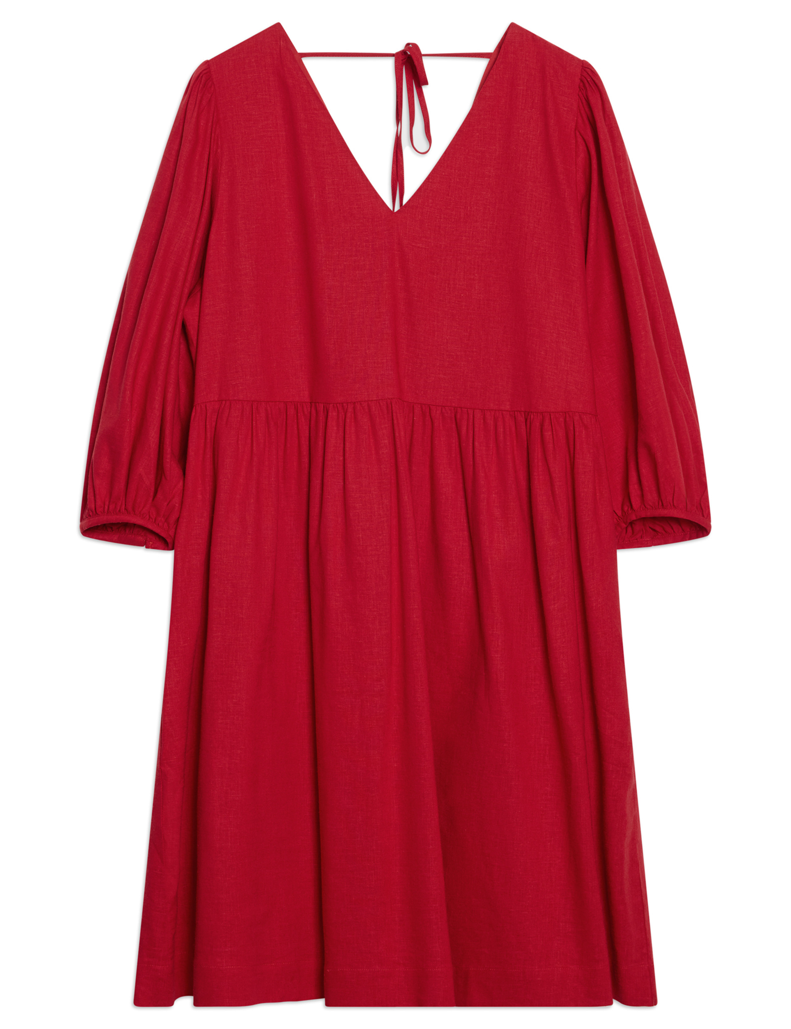 Linen Blend V-Neck Knee Length Skater Dress 2 of 5