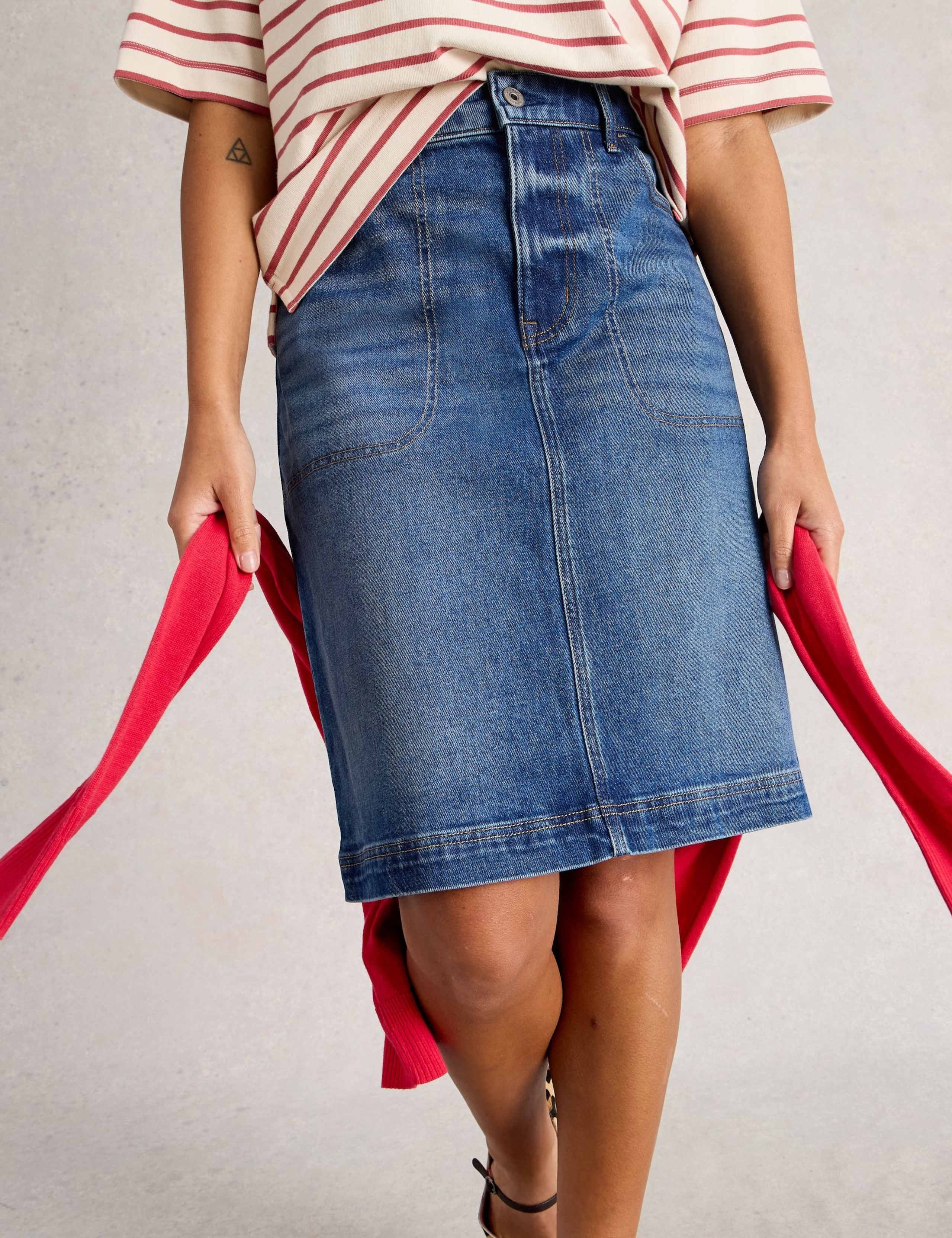 Denim Knee Length Skirt 4 of 6