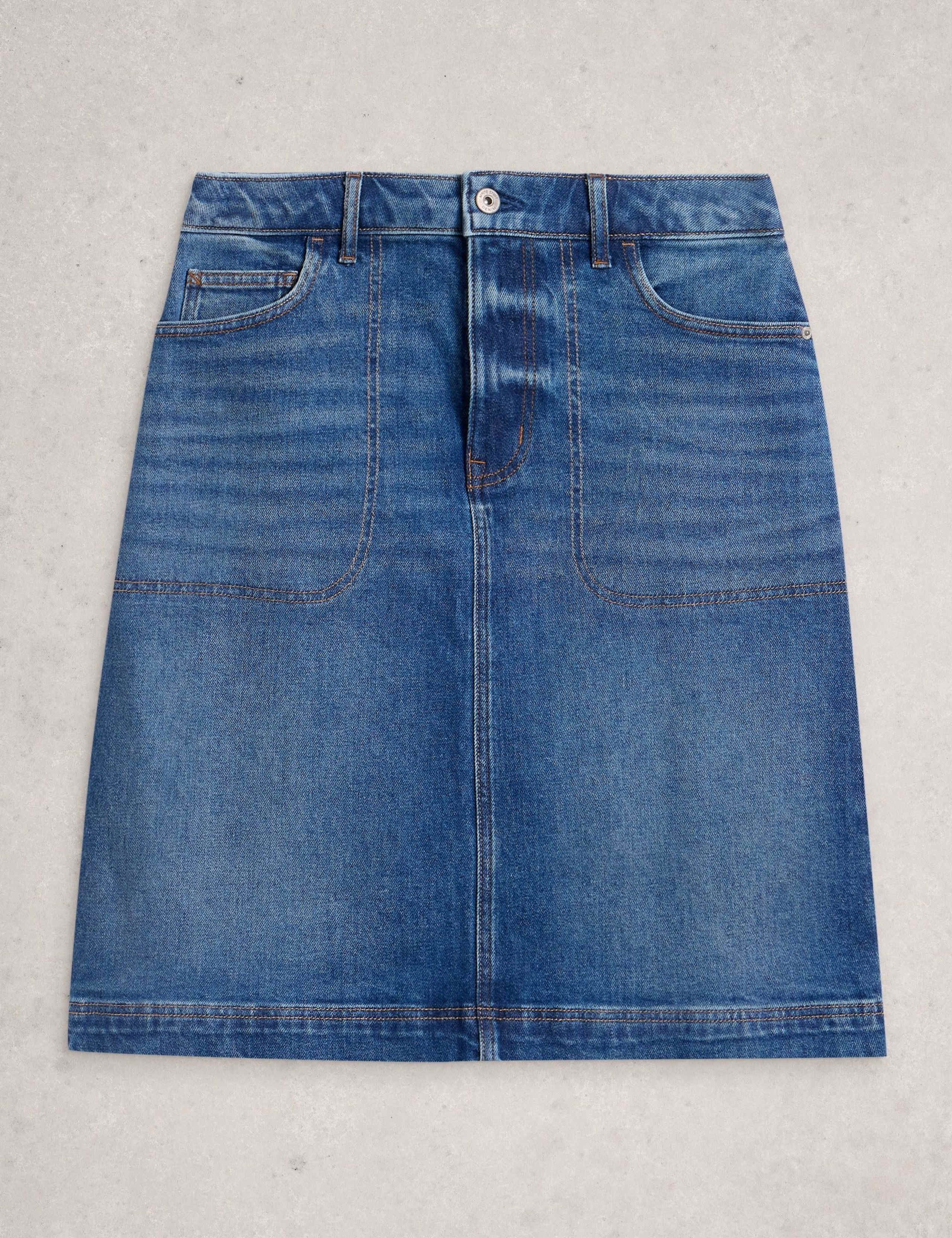 Denim Knee Length Skirt 2 of 6