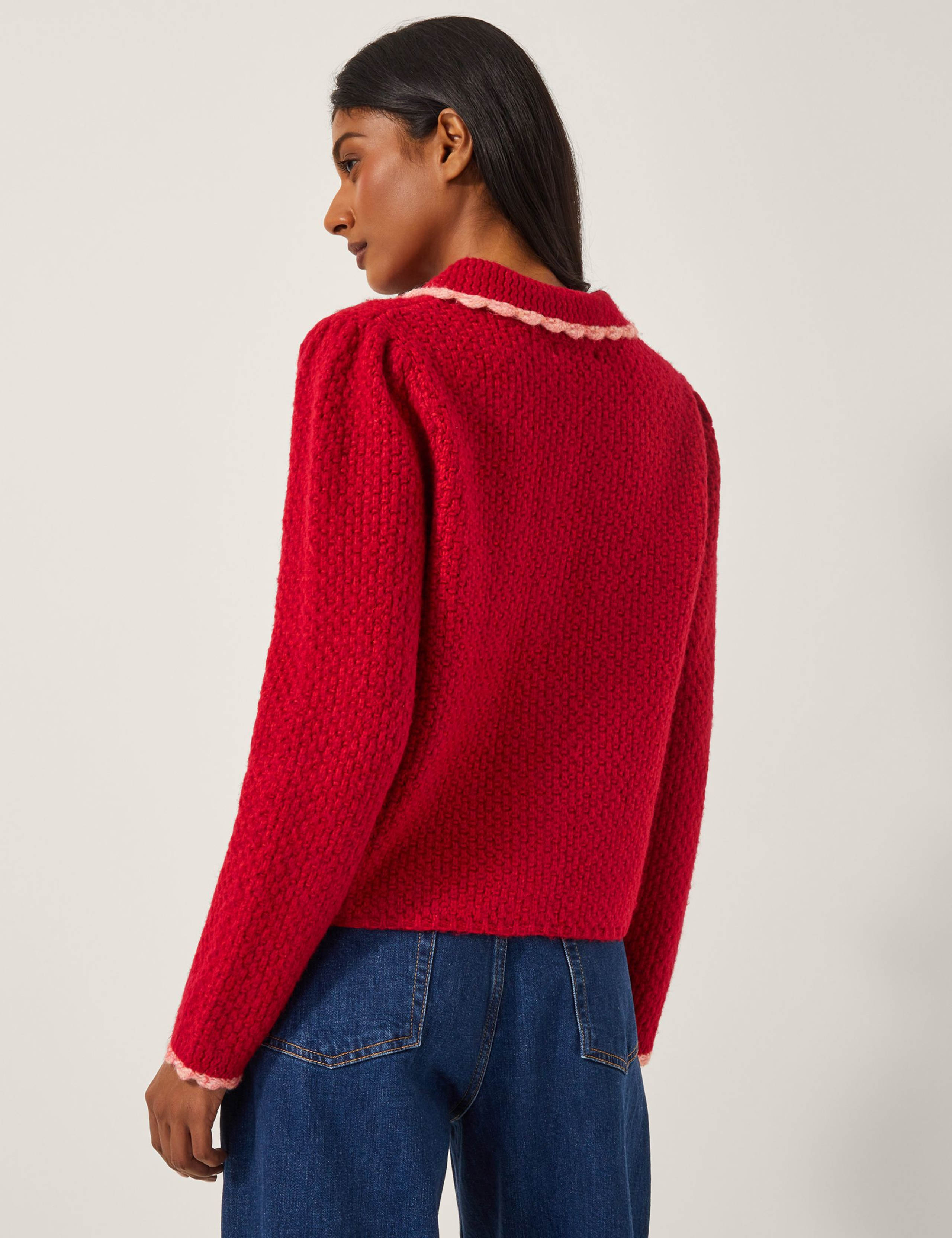 Textured Scallop Edge Collared Cardigan 4 of 5
