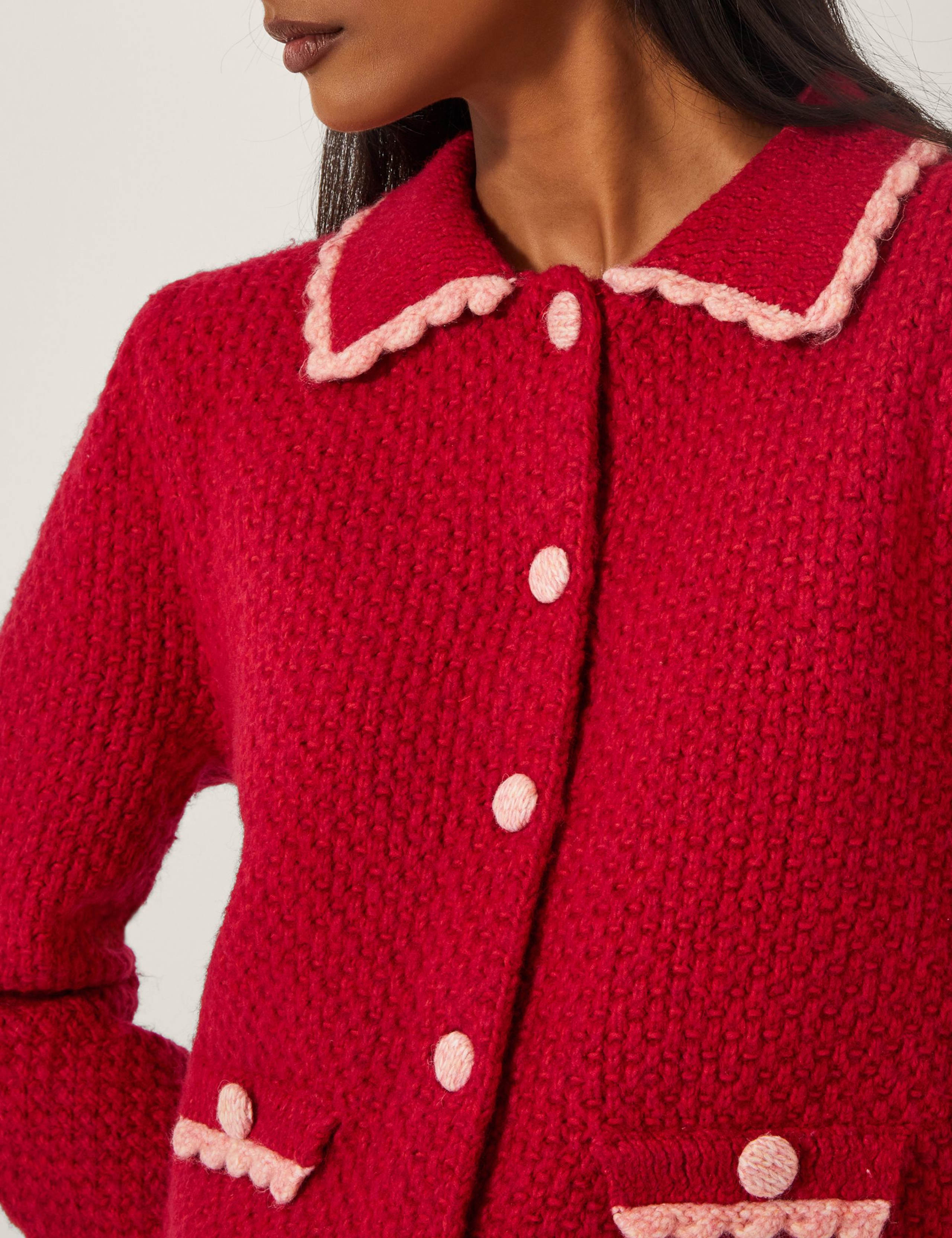 Textured Scallop Edge Collared Cardigan 5 of 5