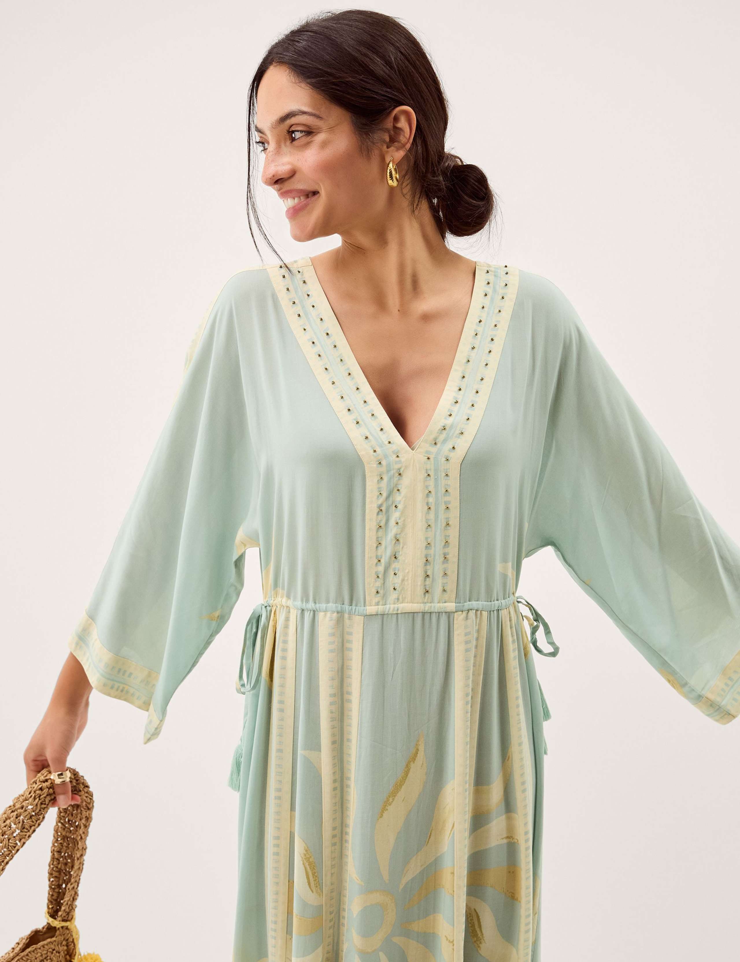 Printed V-Neck Midi Beach Dress 4 of 5