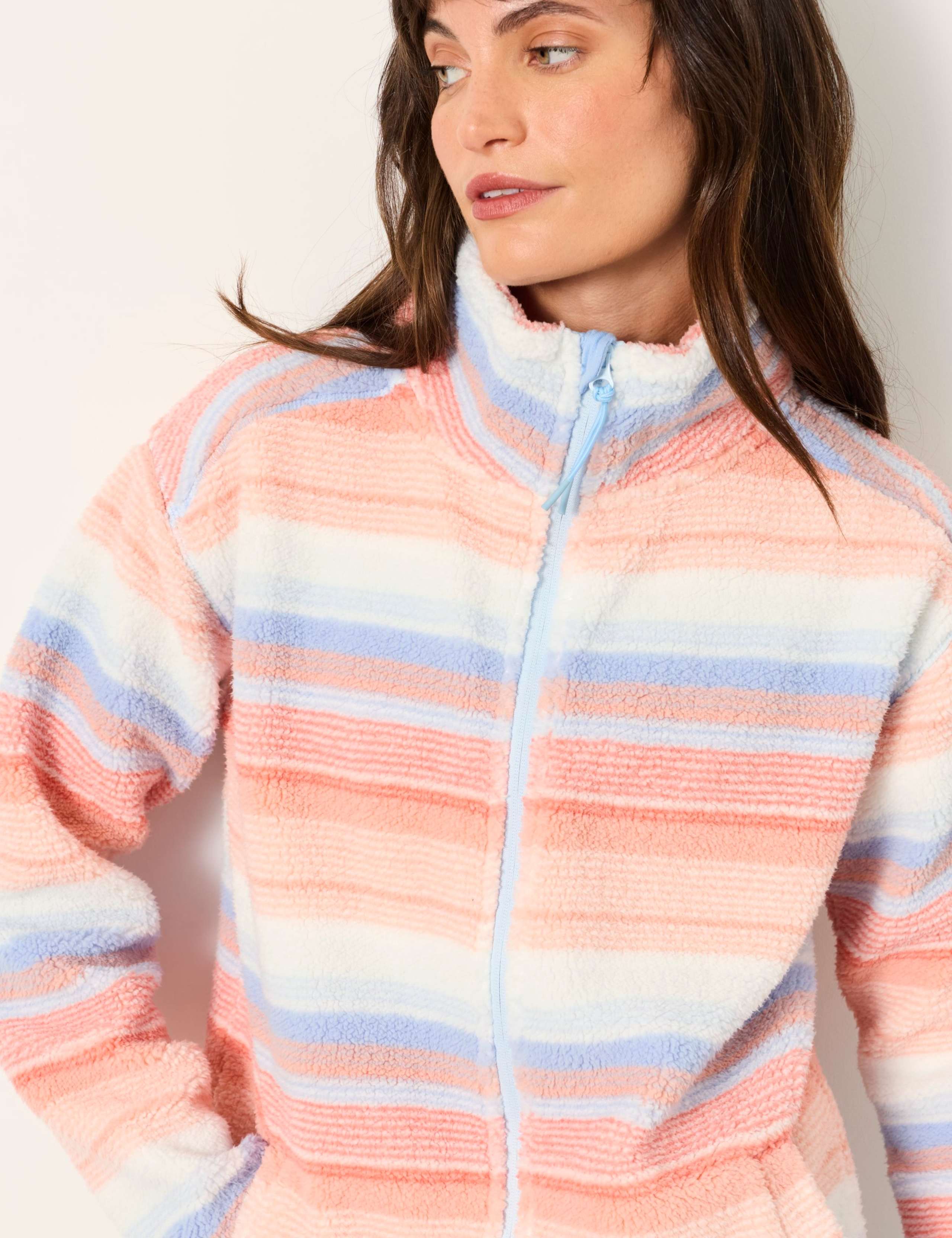 Striped Fleece High Neck Sweatshirt 6 of 7
