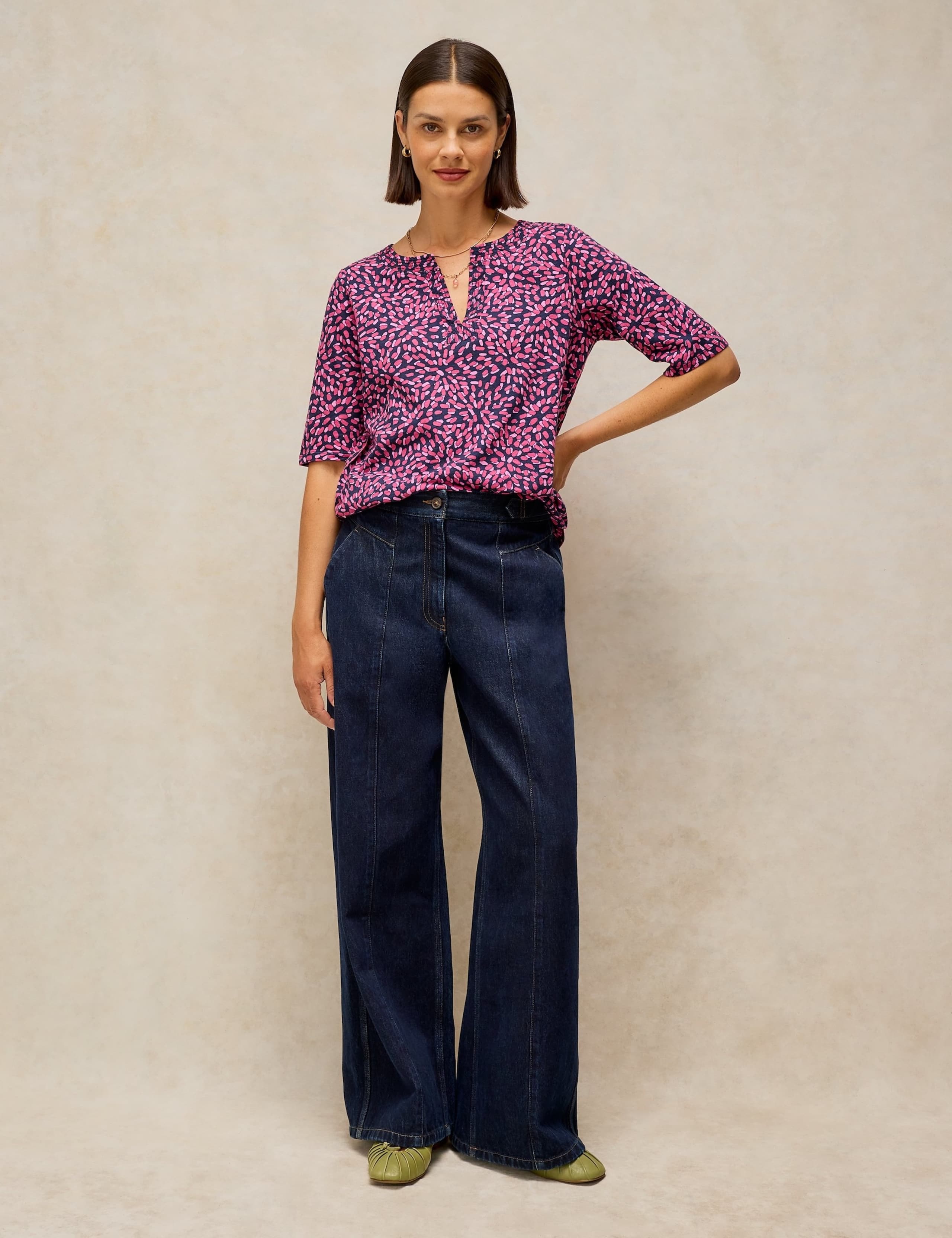 Pure Cotton Printed Notch Neck T-Shirt 4 of 6