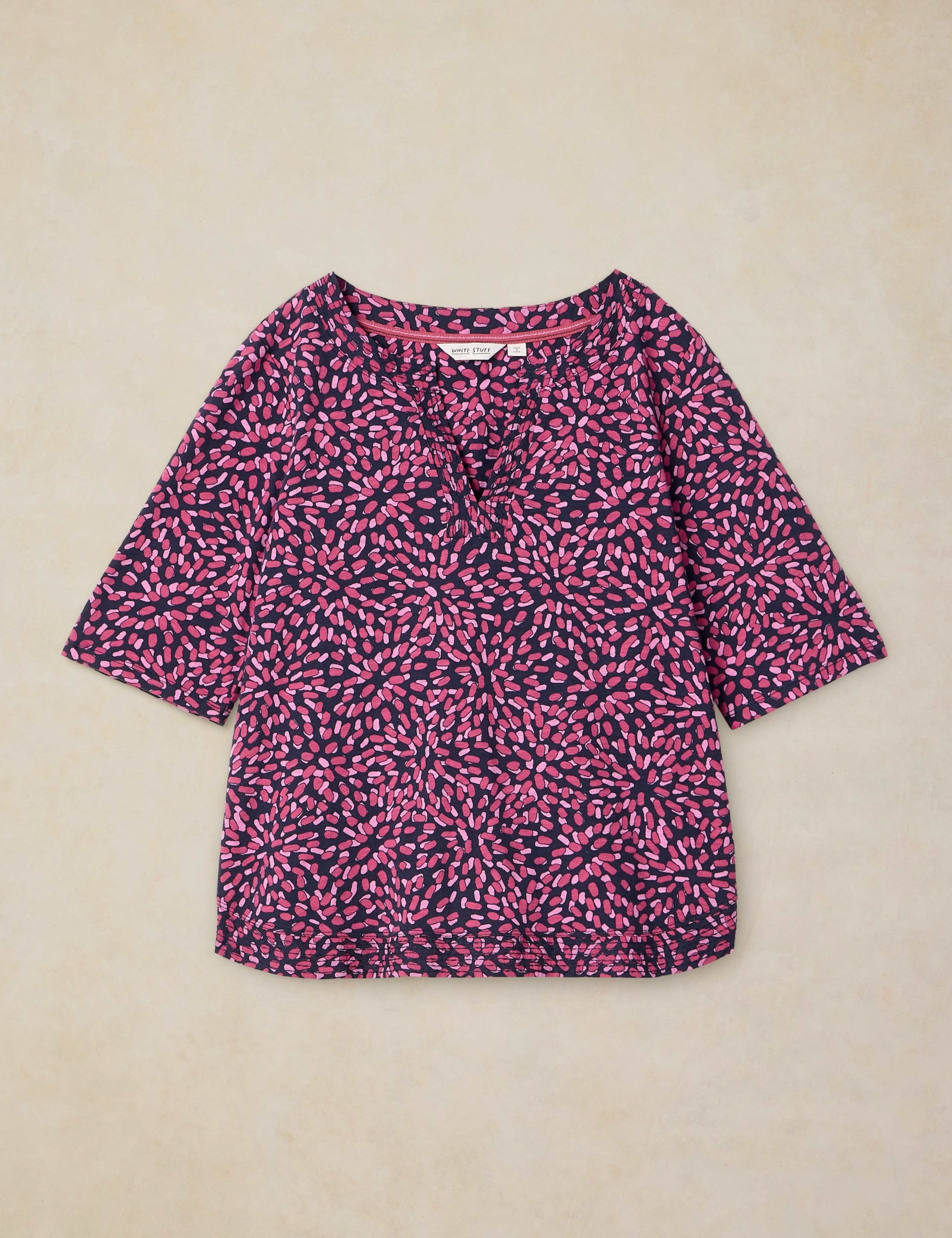 Pure Cotton Printed Notch Neck T-Shirt 2 of 6