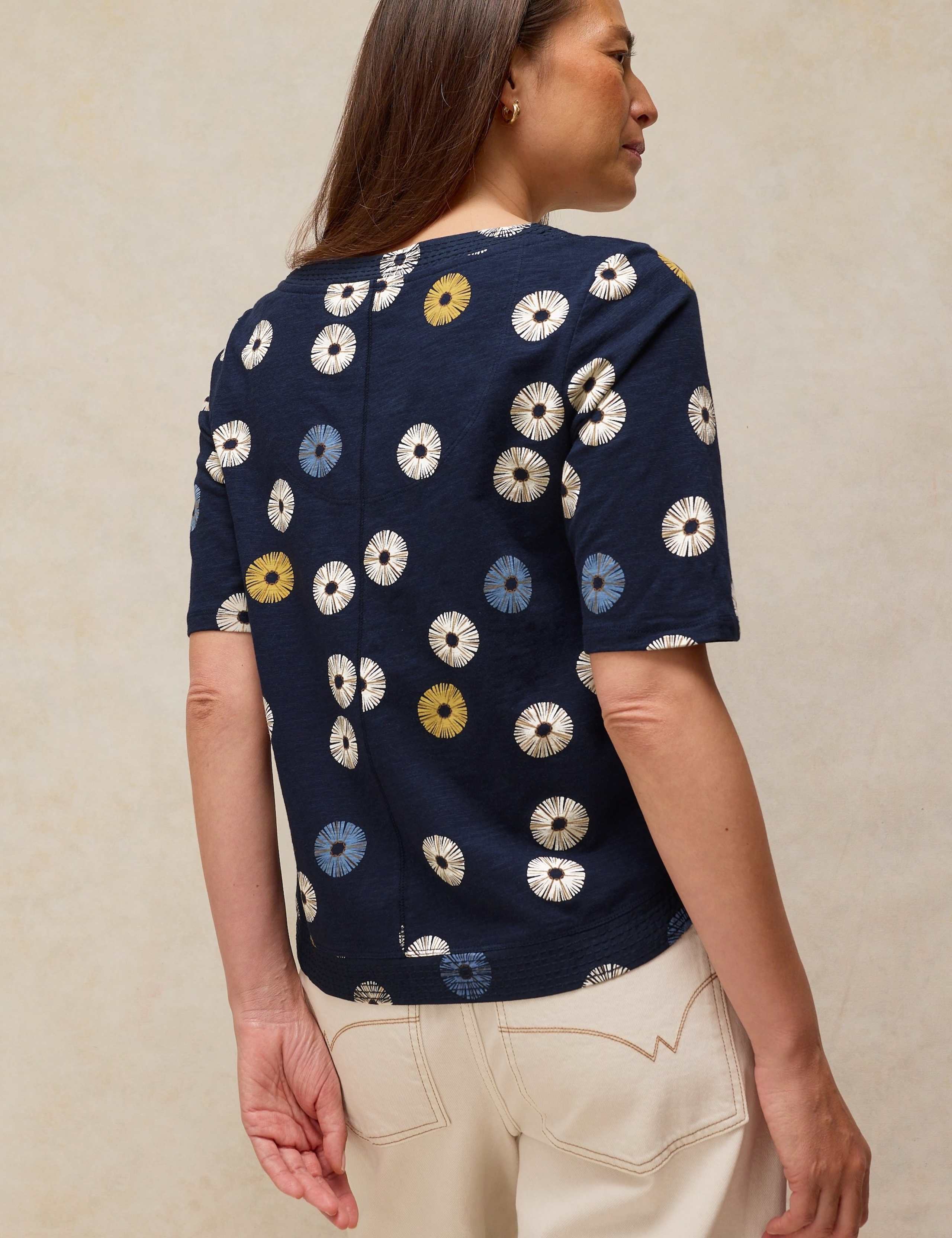 Pure Cotton Printed Notch Neck T-Shirt 4 of 6