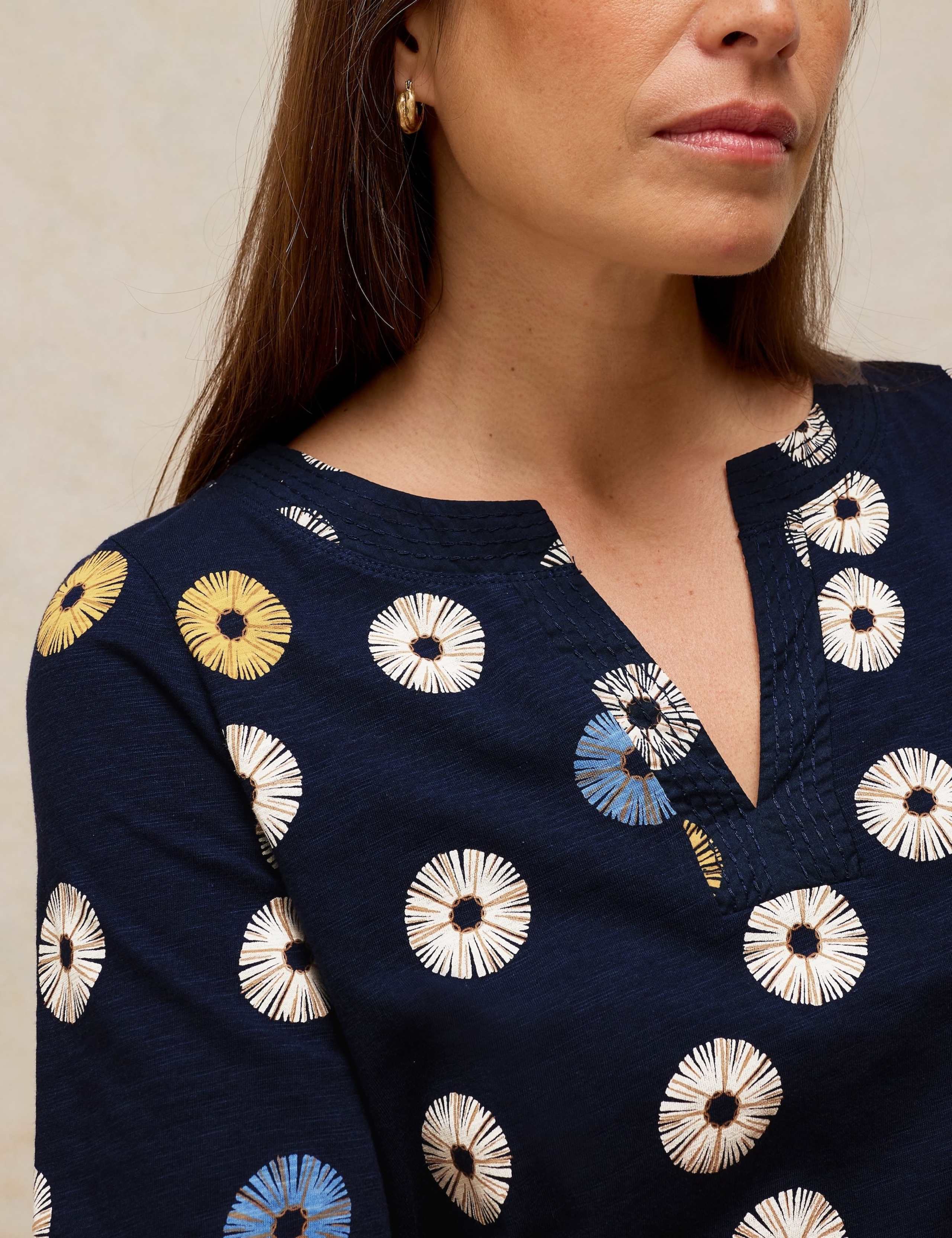 Pure Cotton Printed Notch Neck T-Shirt 5 of 6