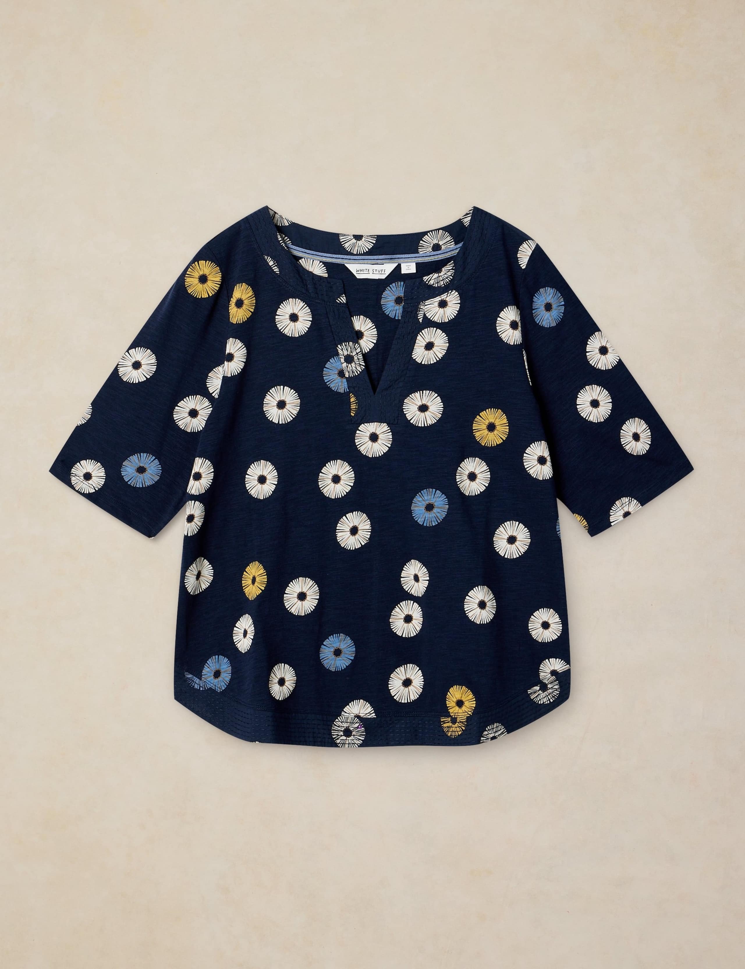 Pure Cotton Printed Notch Neck T-Shirt 2 of 6