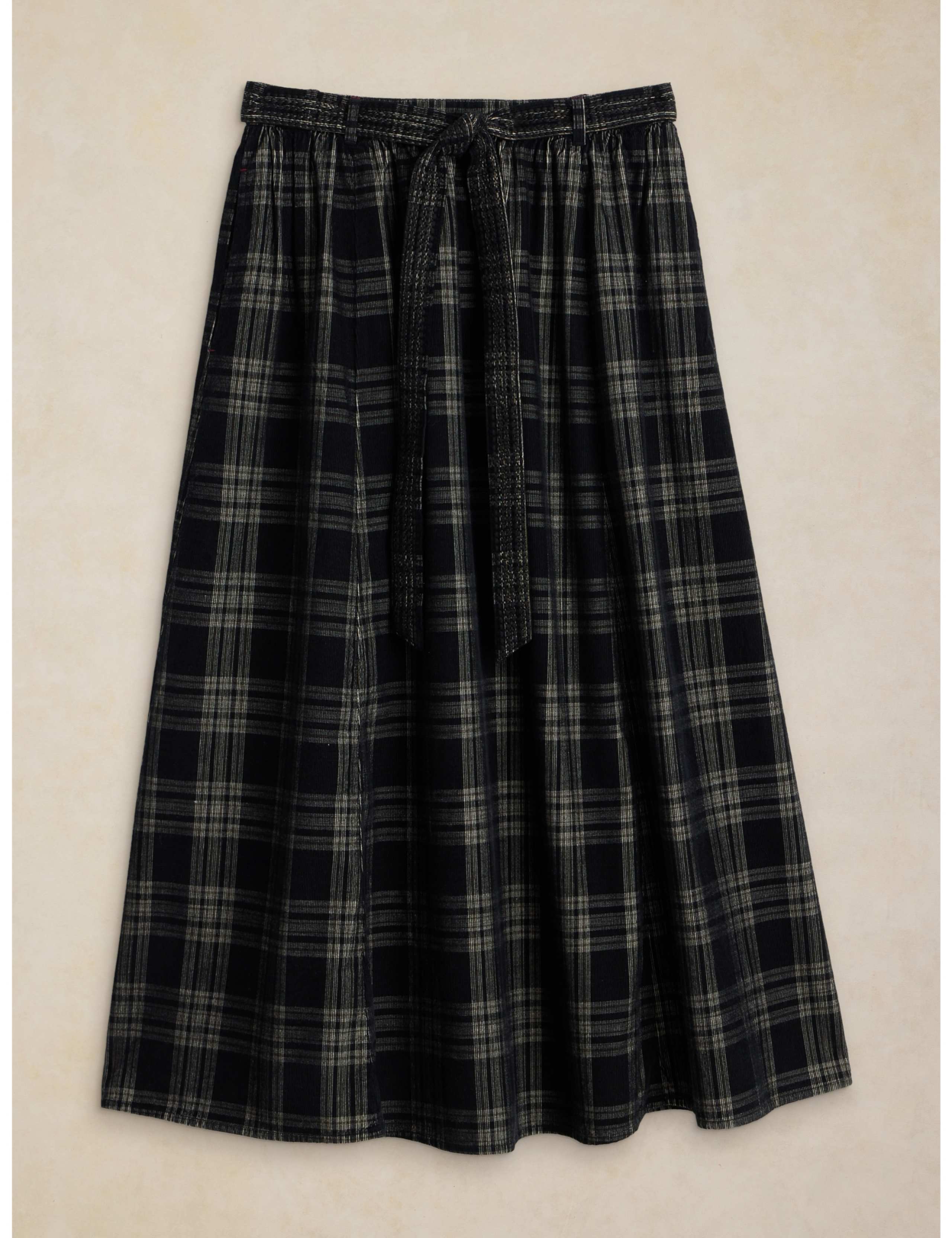 Annika Cord Checked Midi A-Line Skirt 2 of 6