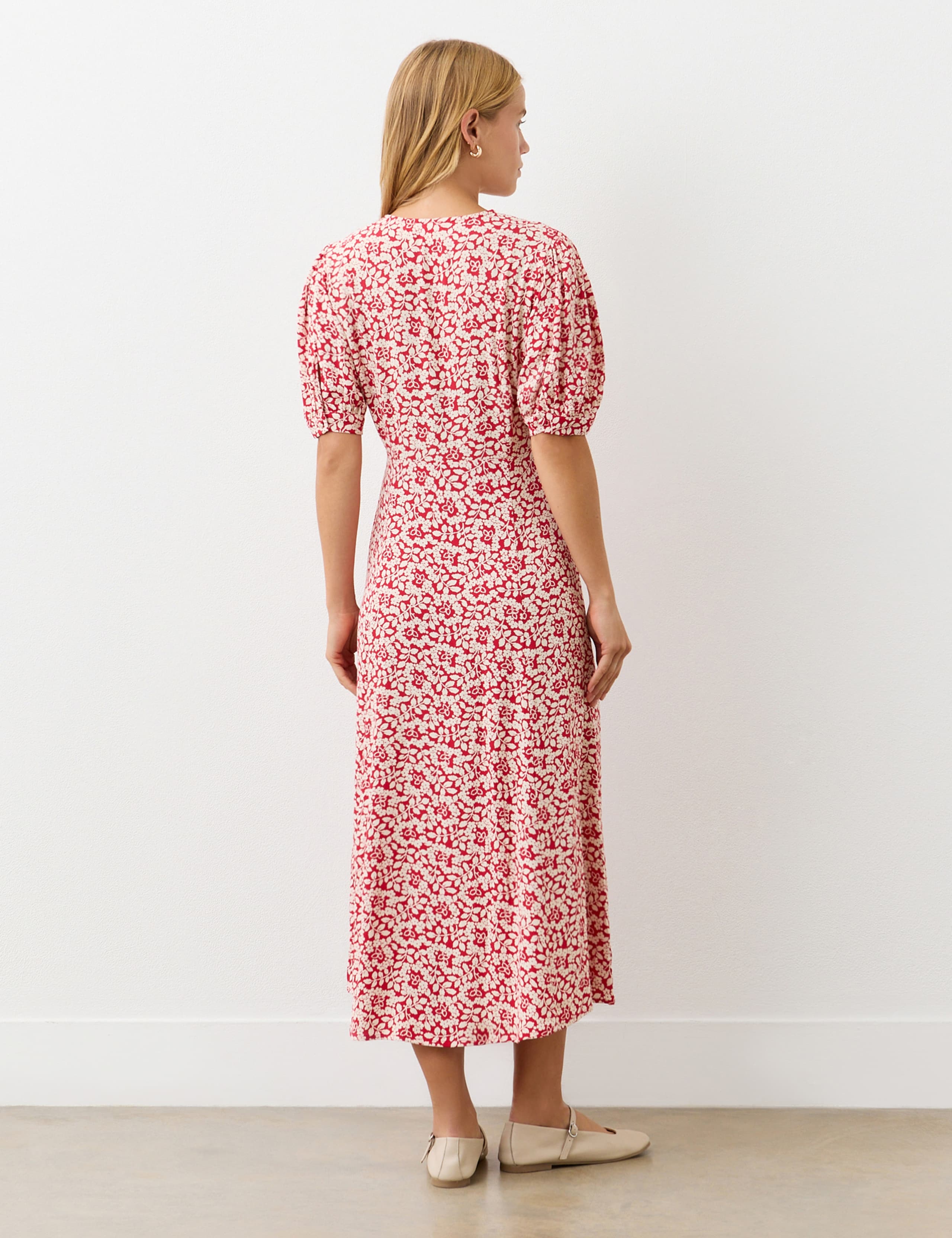 Floral V-Neck Midi Tea Dress 3 of 4