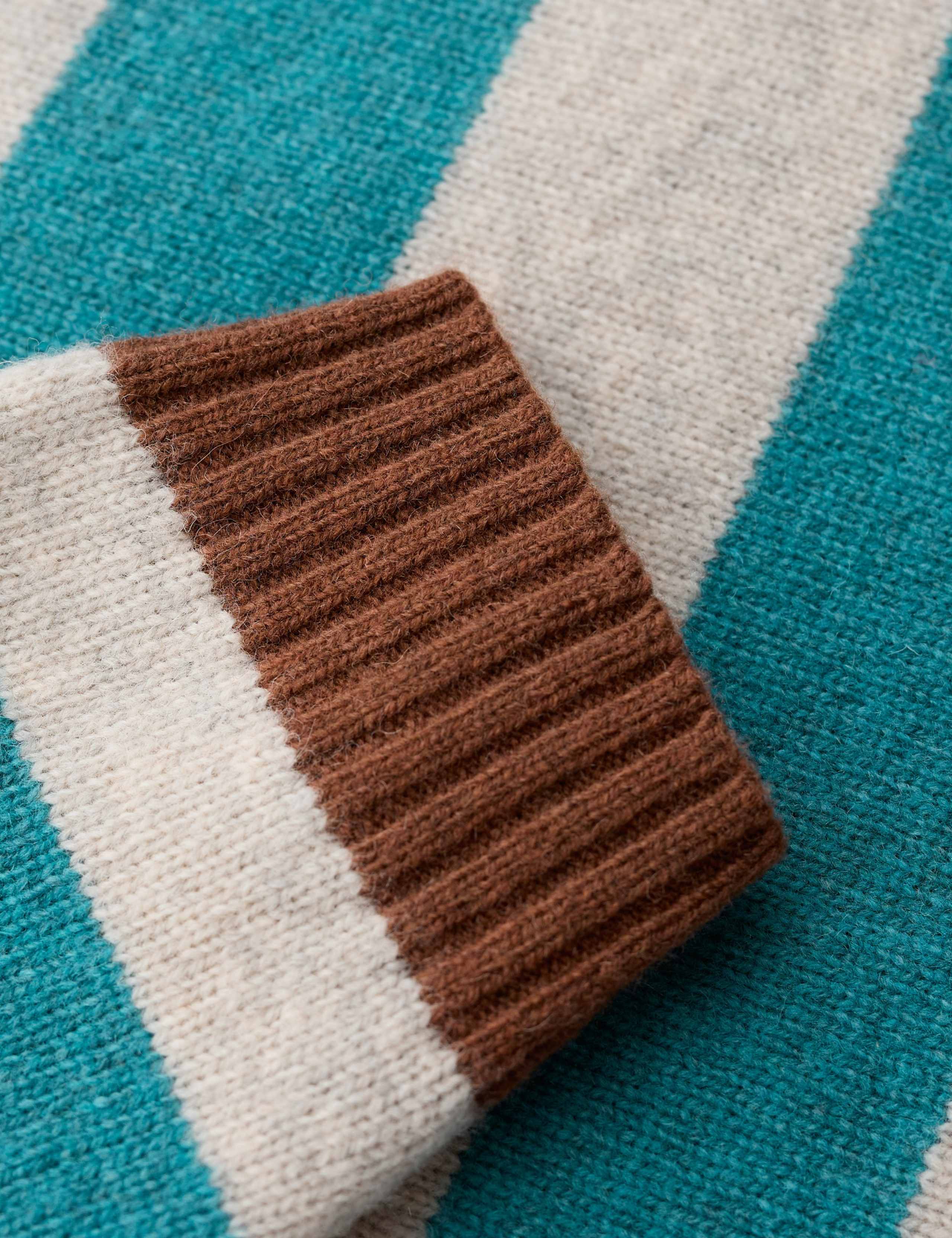 Wool Rich Striped Button Front Relaxed Cardigan 3 of 5