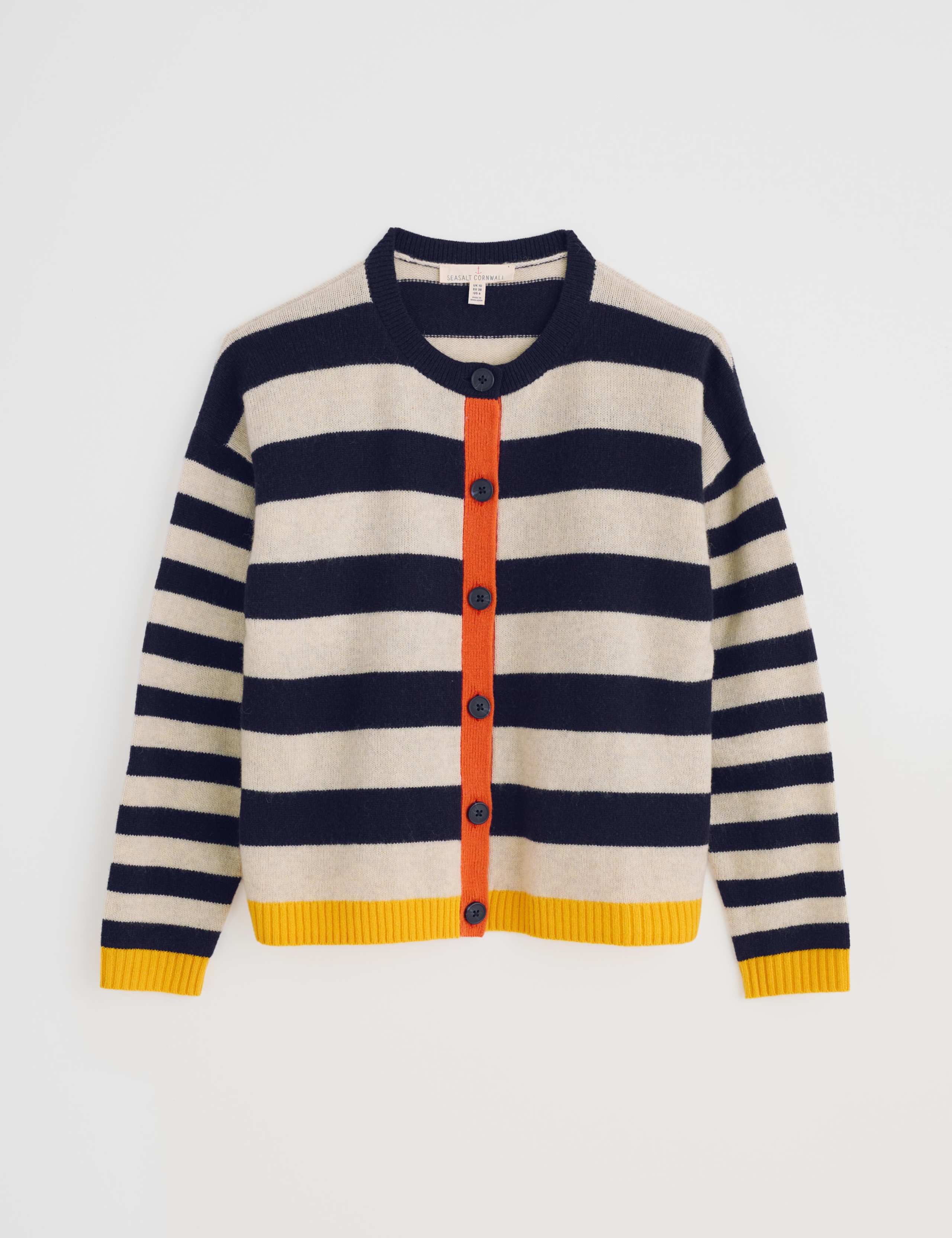 Lambswool Rich Striped Button Front Relaxed Cardigan 2 of 3