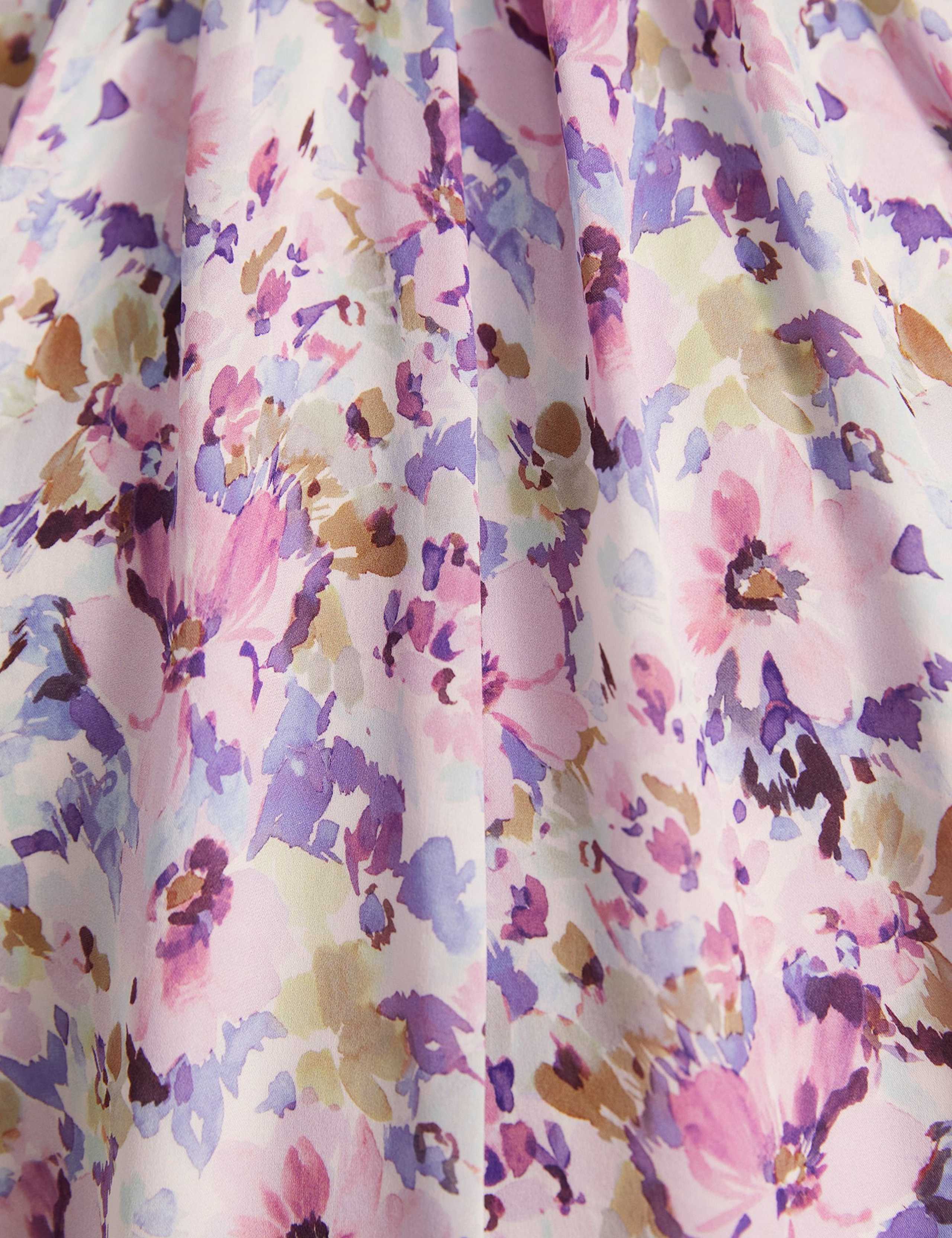 Pure Silk Floral Funnel Neck Angel Sleeve Top 6 of 6