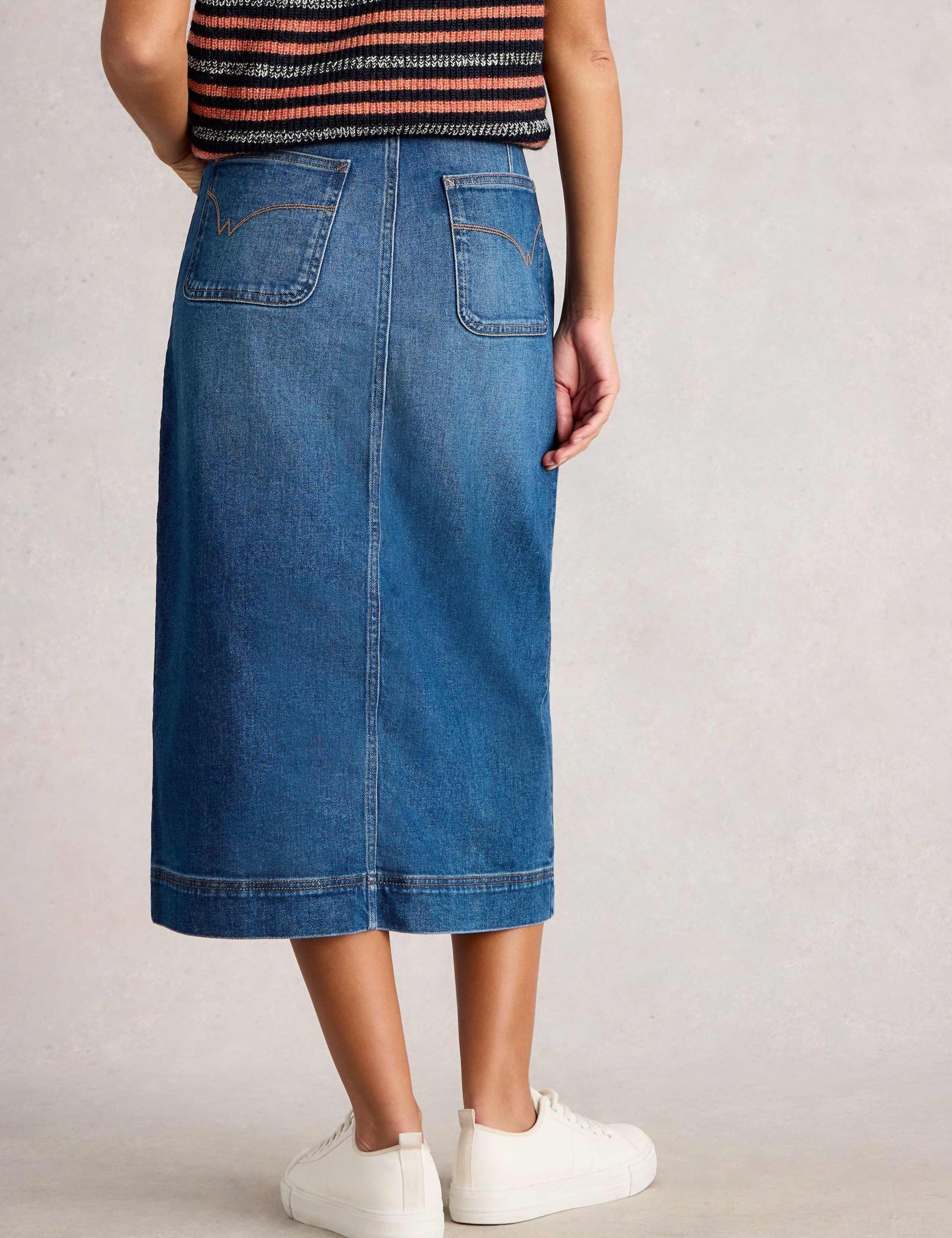 Denim Split Front Midi Skirt 4 of 6