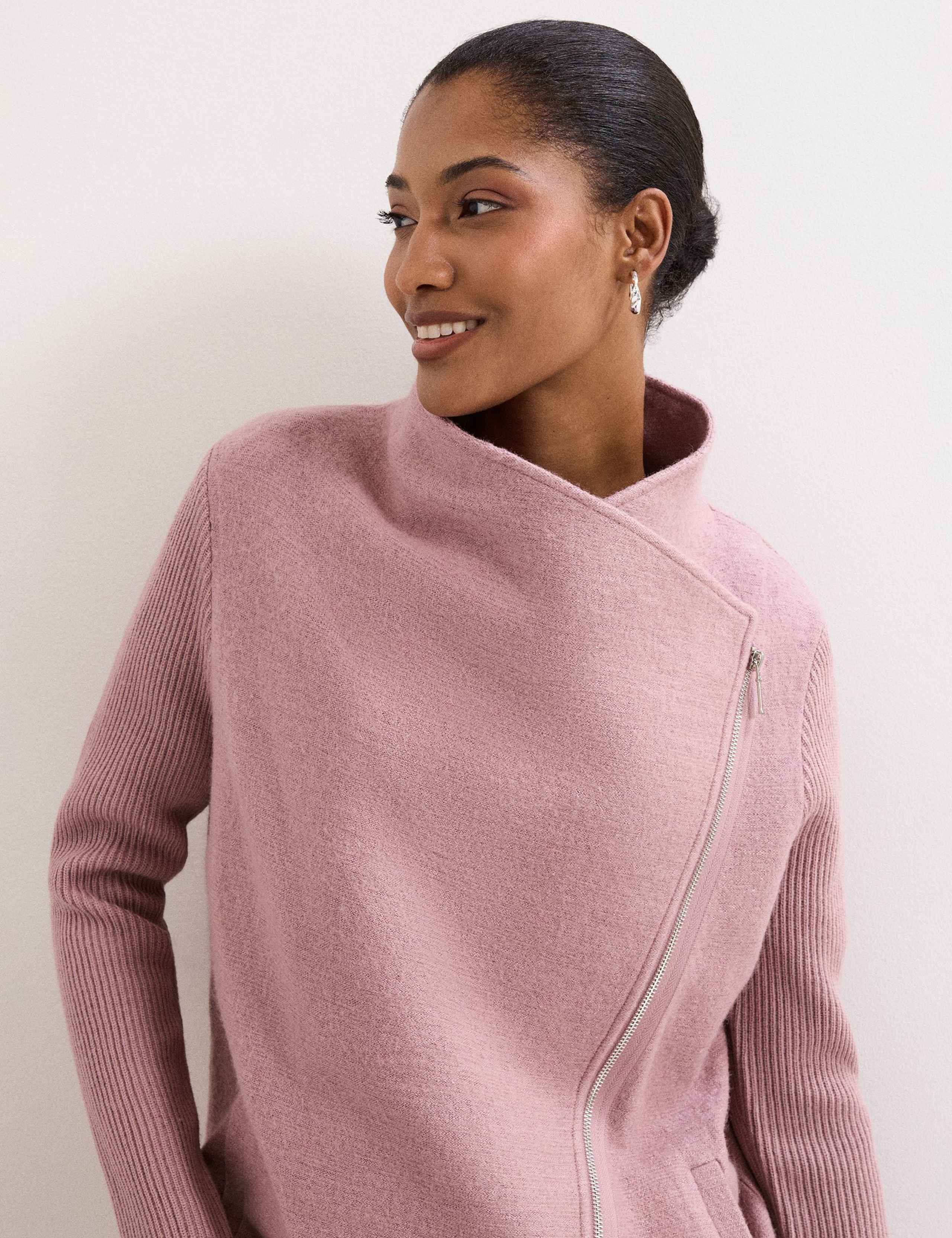 Wool Blend Zip Knit Wrap Coatigan 3 of 8