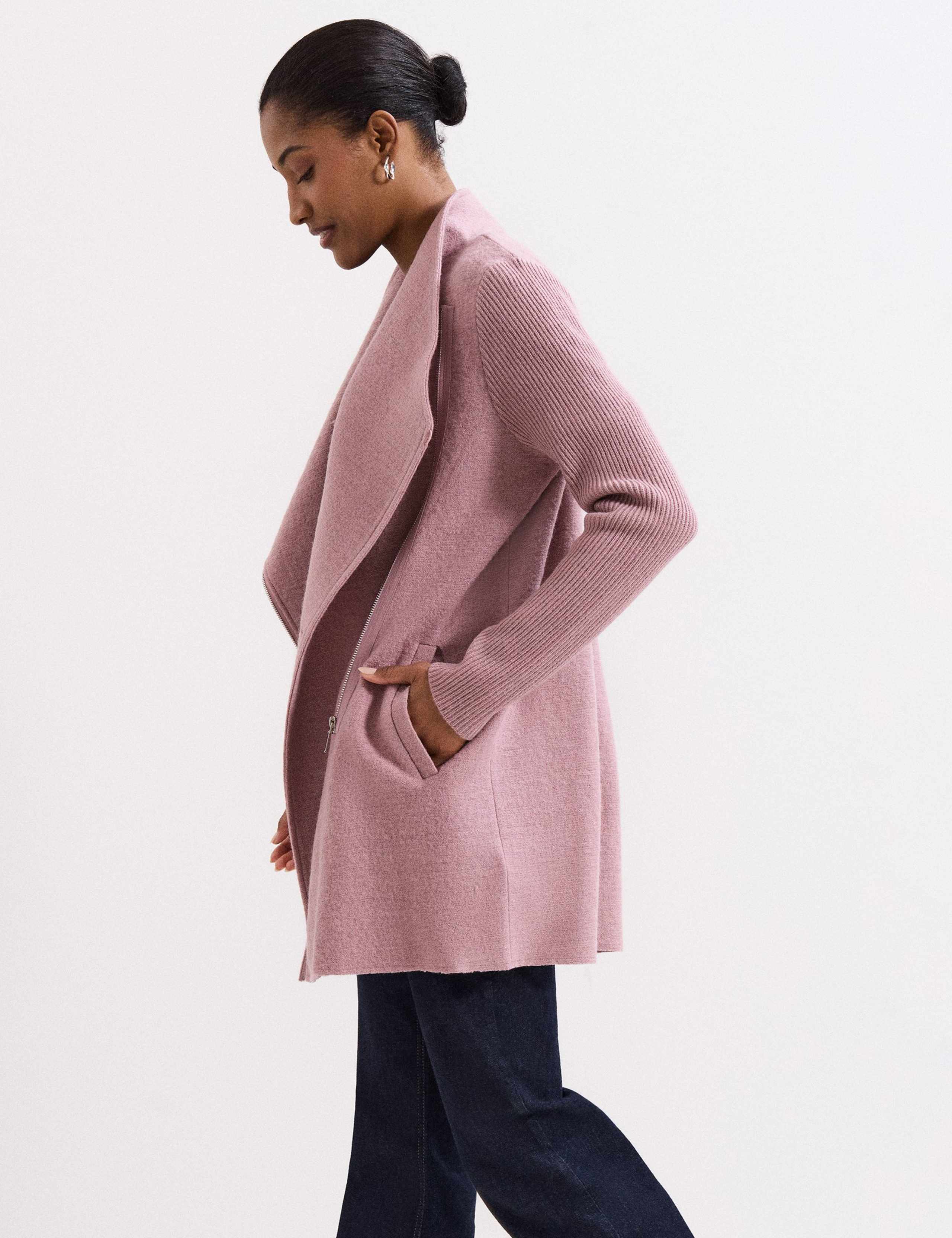 Wool Blend Zip Knit Wrap Coatigan 5 of 8