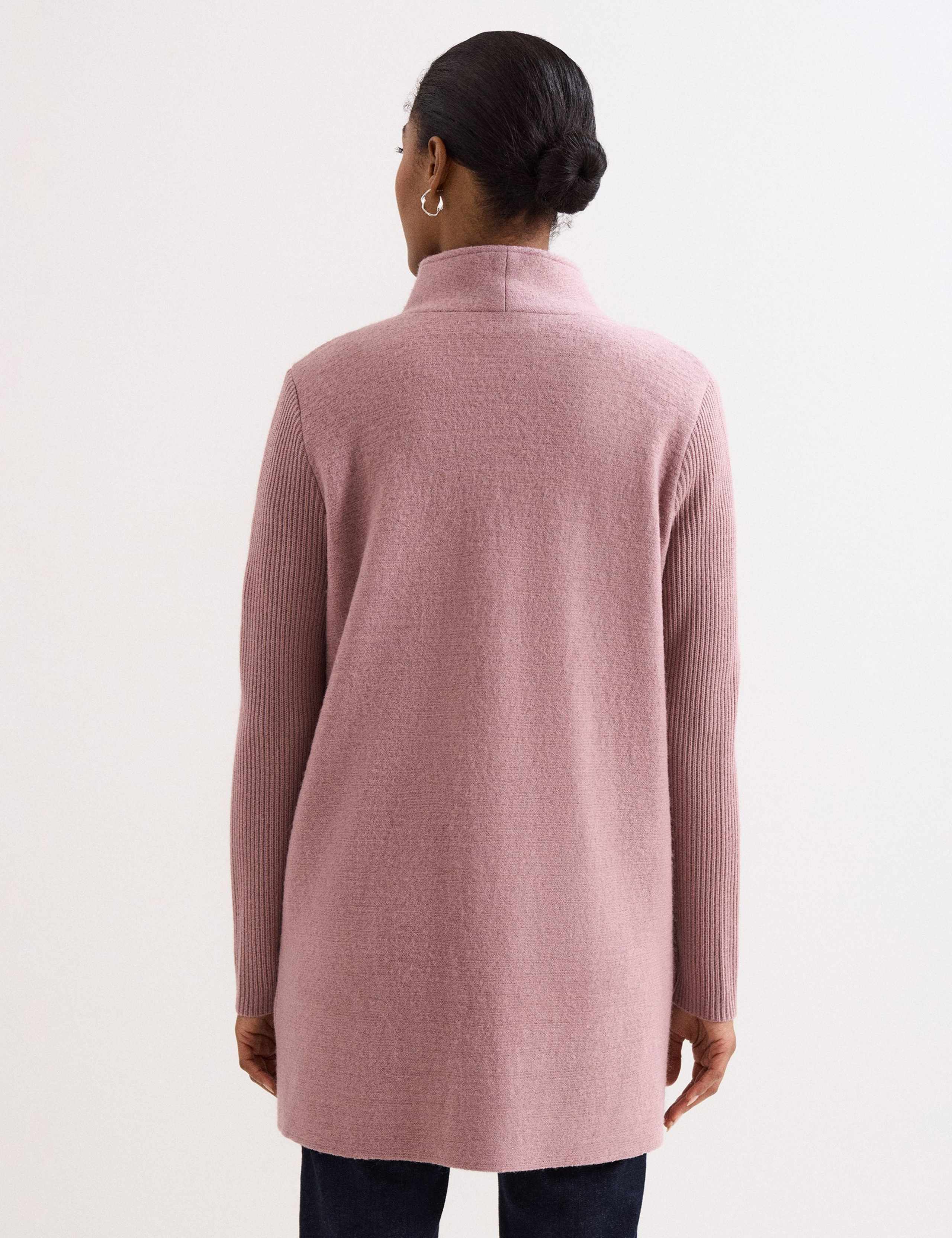 Wool Blend Zip Knit Wrap Coatigan 6 of 8