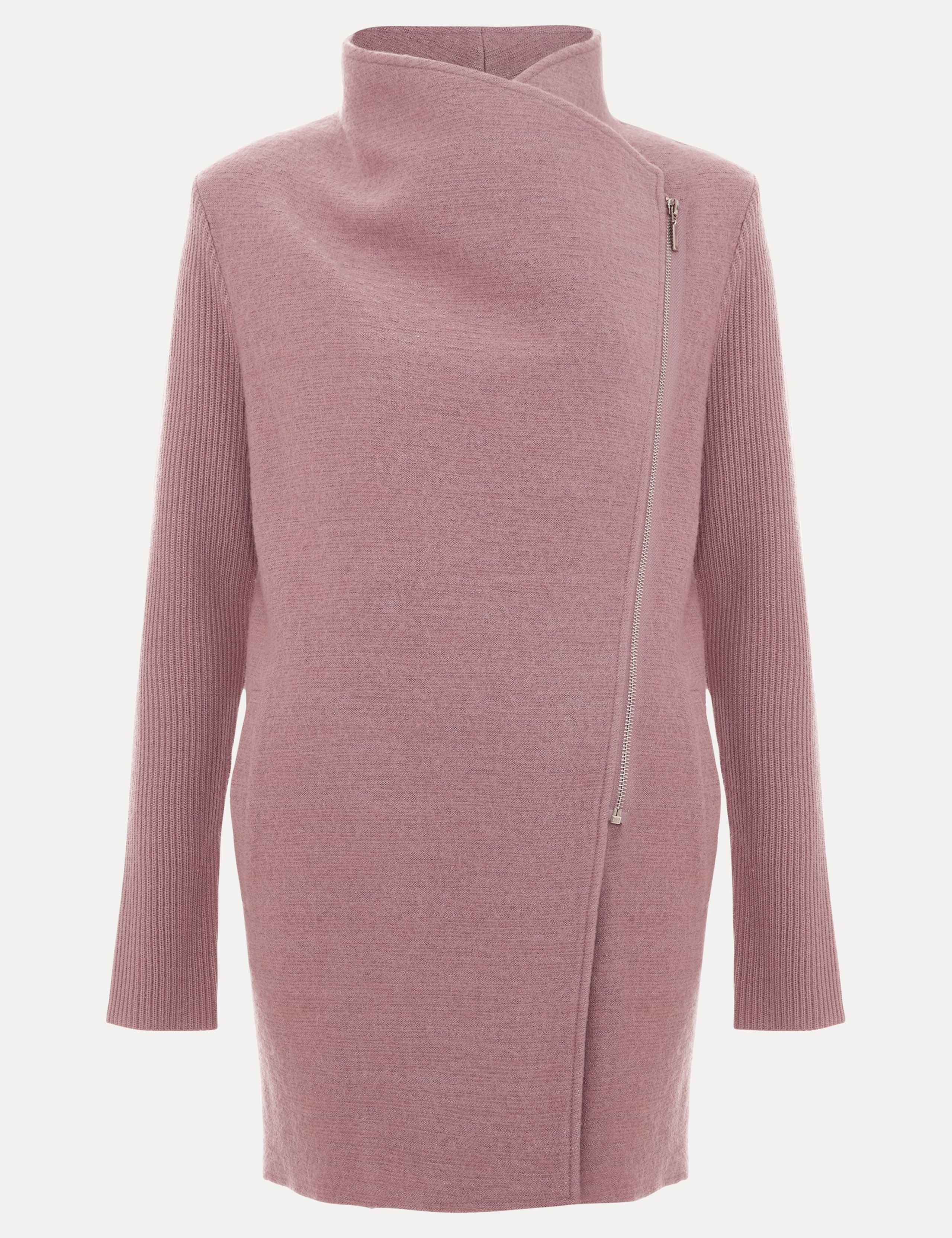 Wool Blend Zip Knit Wrap Coatigan 2 of 8