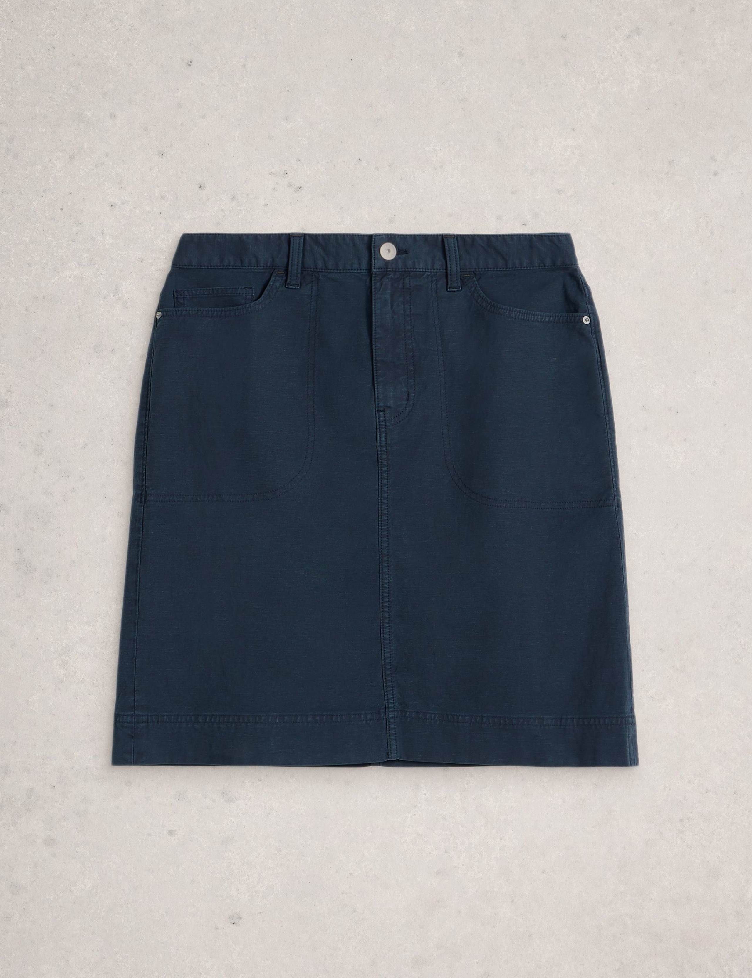 Cotton Rich Knee Length A-Line Skirt 2 of 6