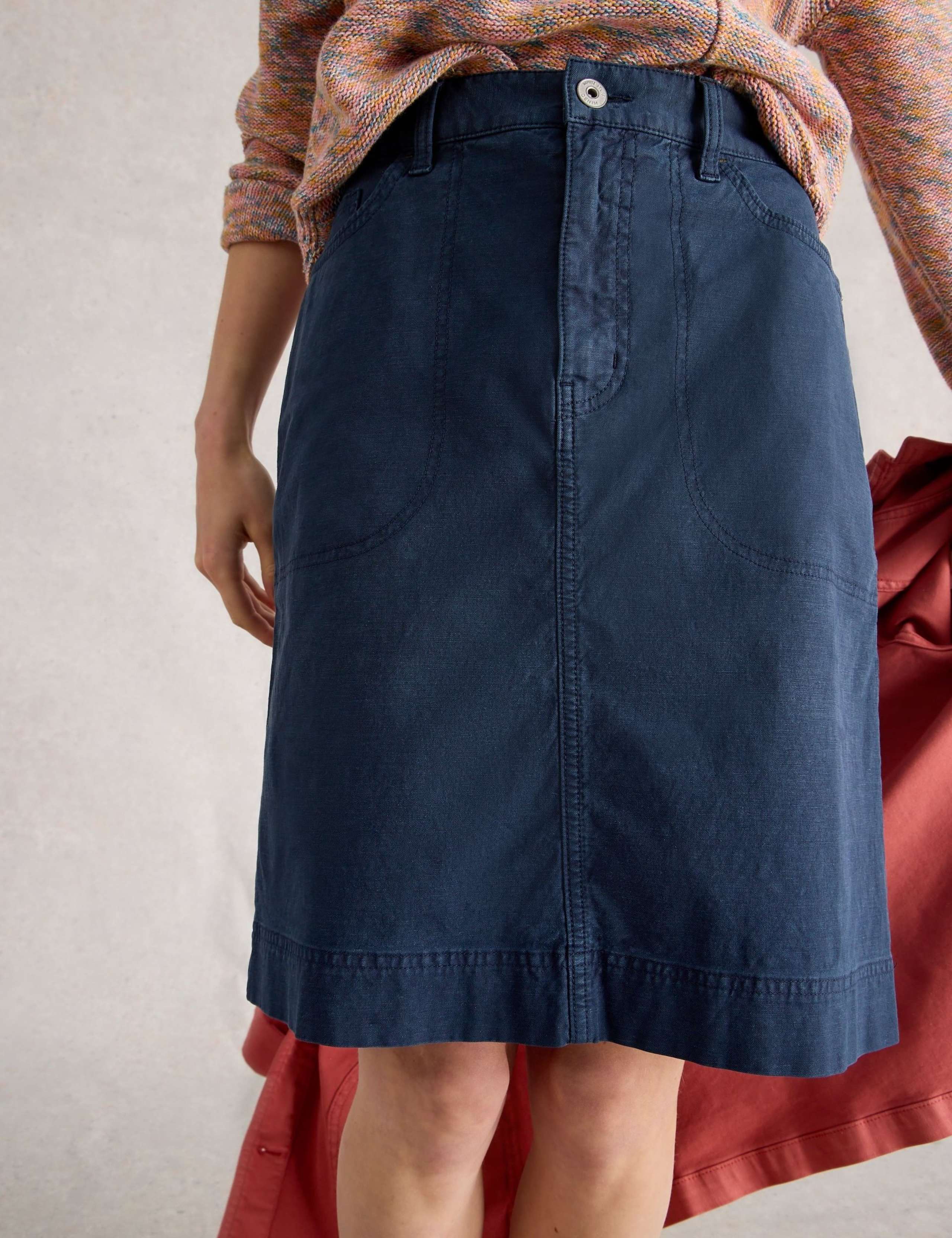 Cotton Rich Knee Length A-Line Skirt 4 of 6