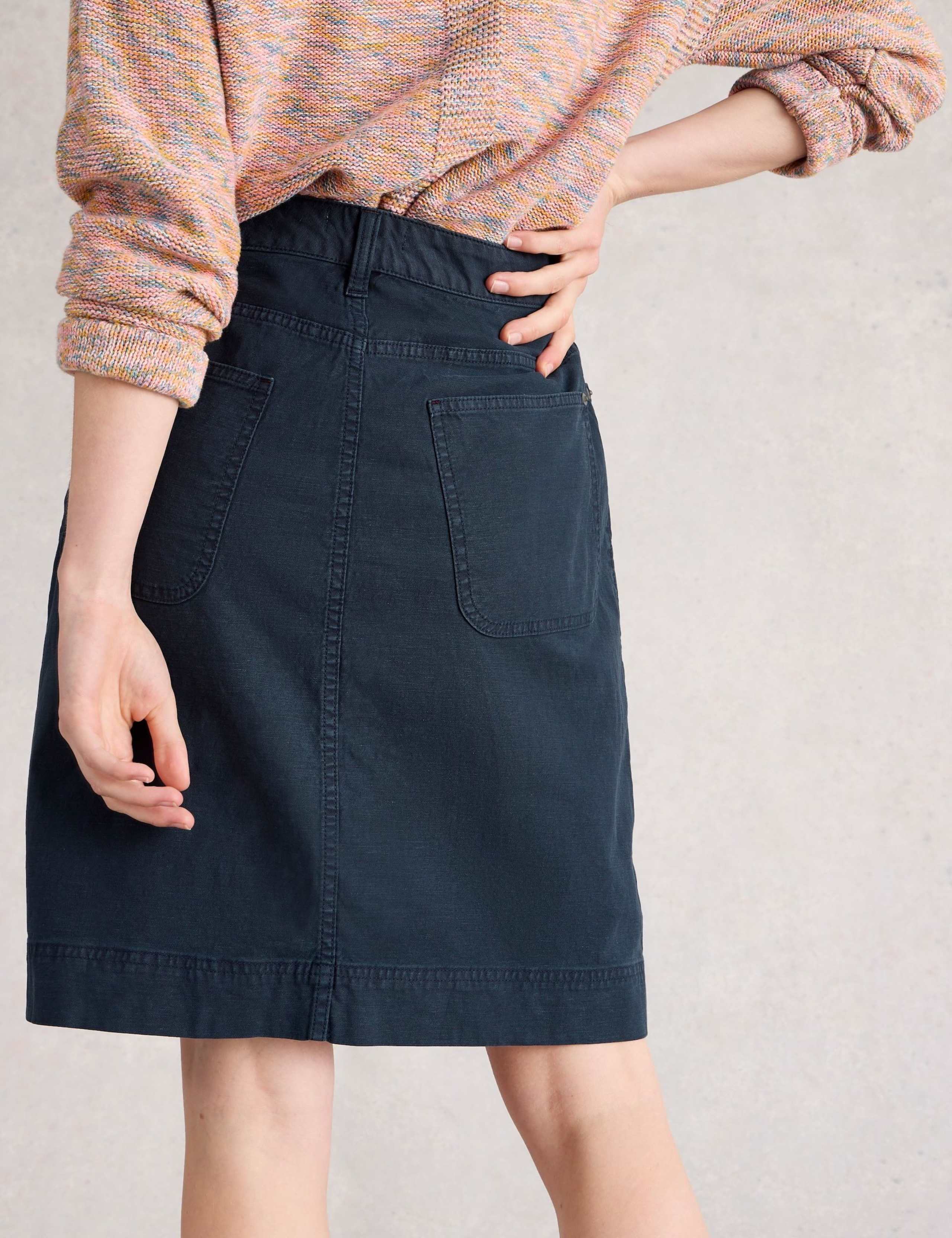 Cotton Rich Knee Length A-Line Skirt 5 of 6