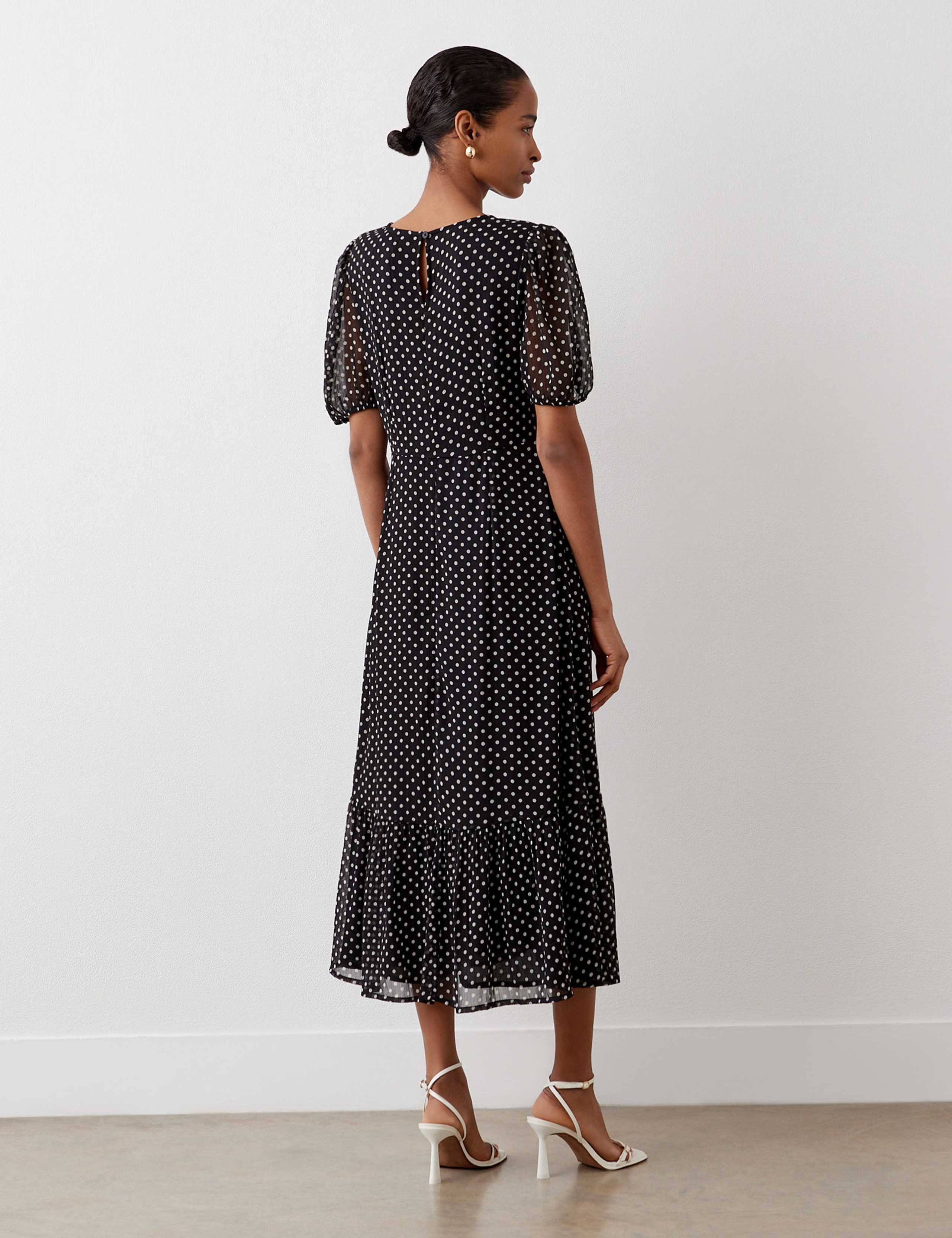 Polka Dot V-Neck Midi Tiered Dress 3 of 4