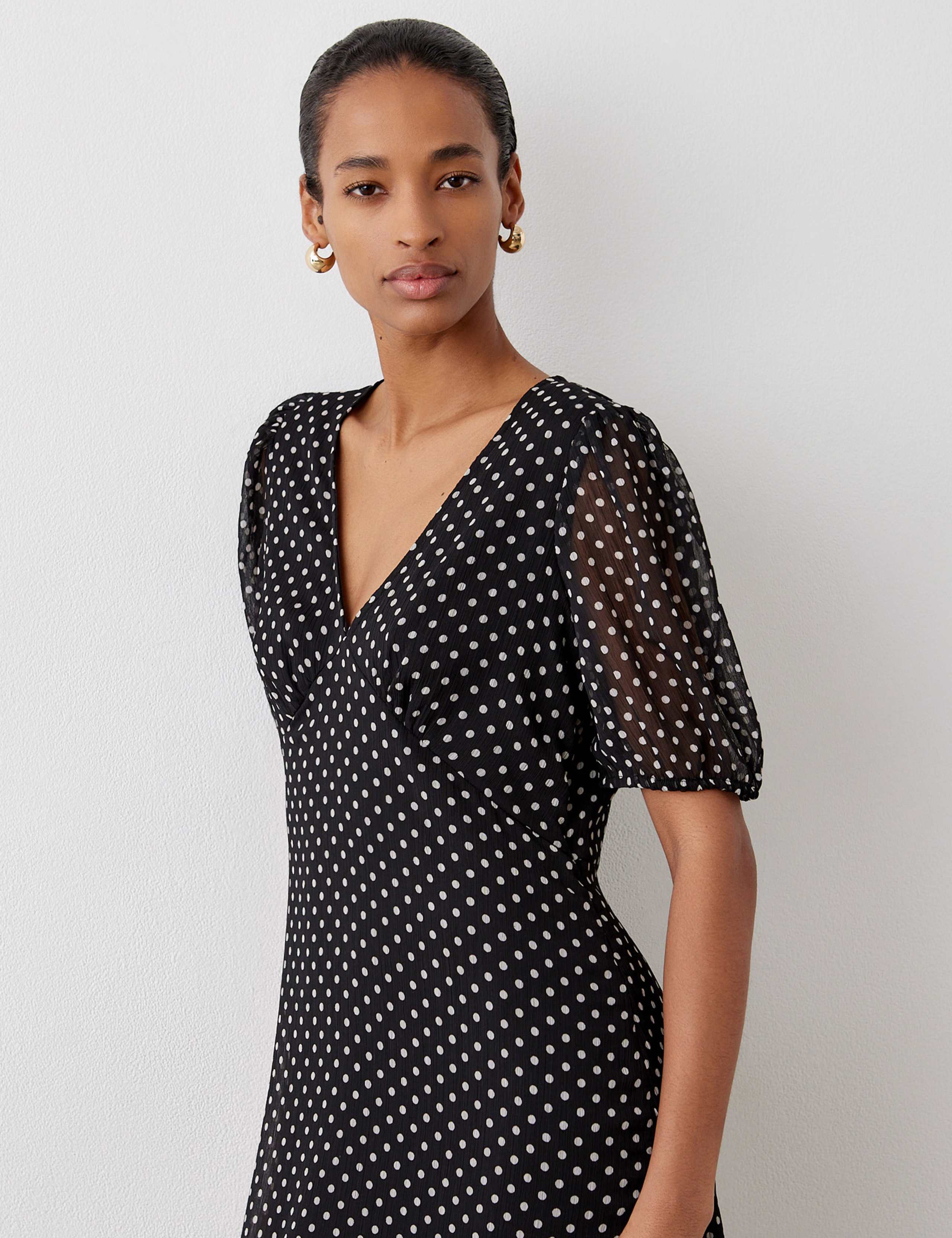 Polka Dot V-Neck Midi Tiered Dress 4 of 4