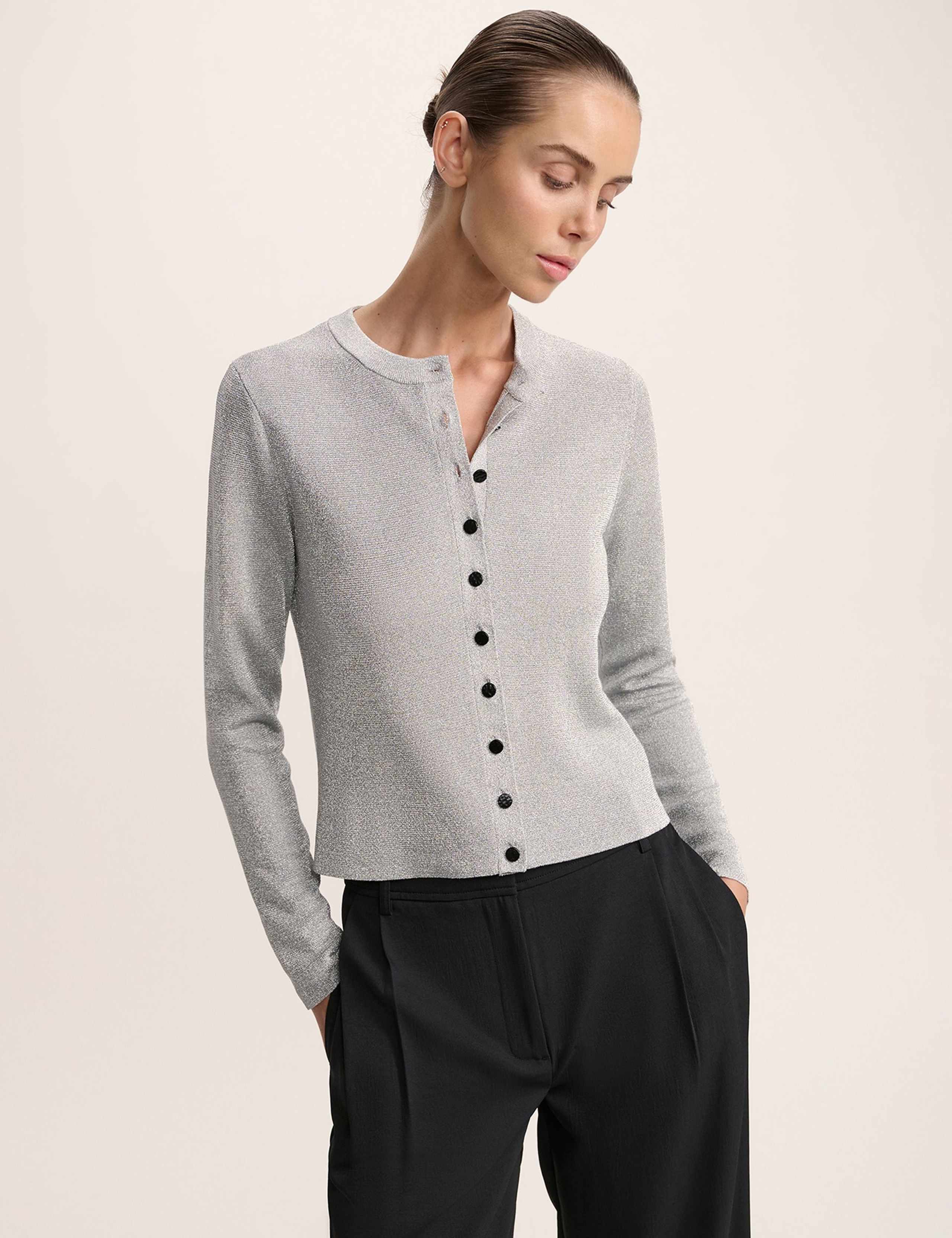 Sparkly Crew Neck Cardigan 1 of 5