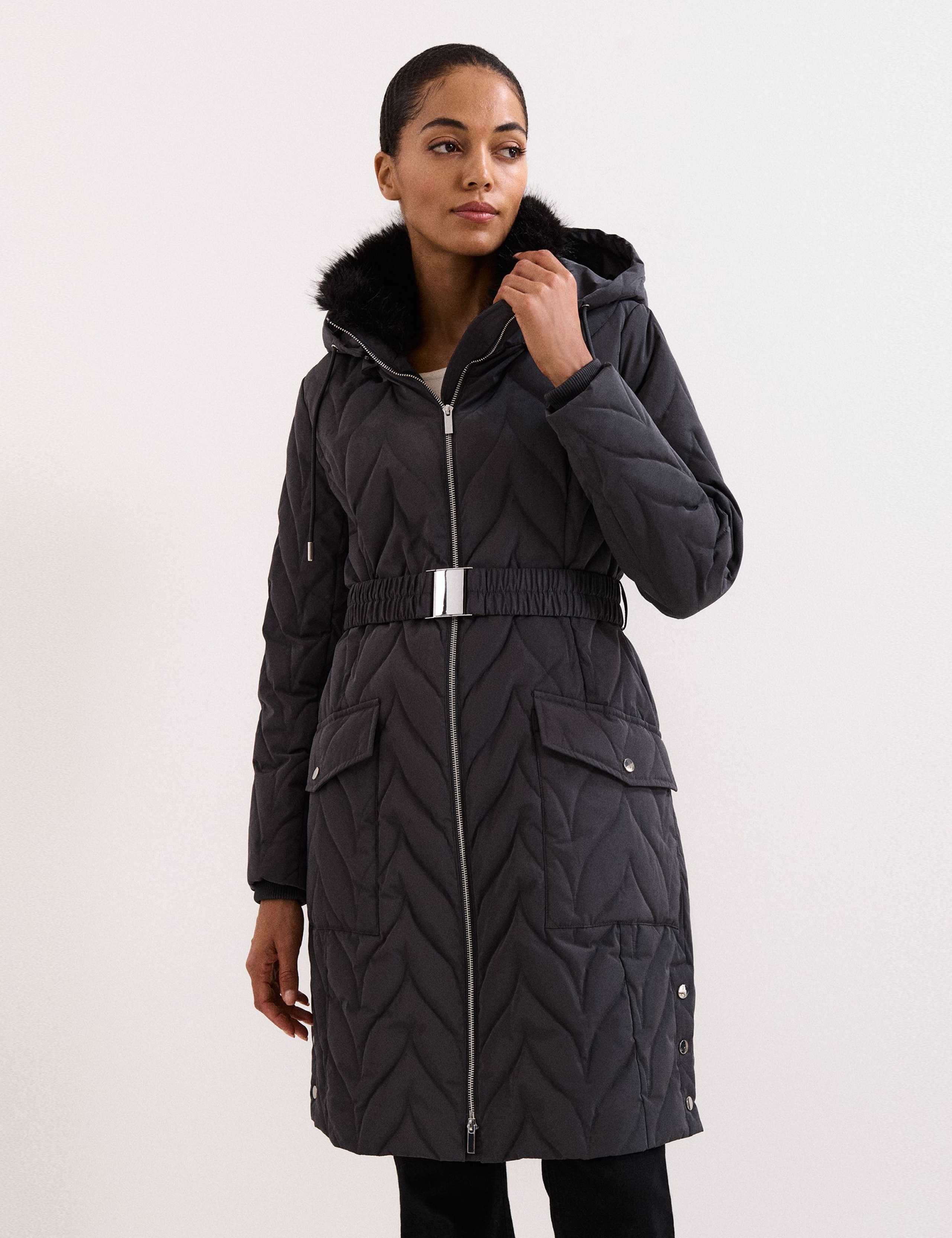 Hooded Belted Puffer Coat 1 of 10