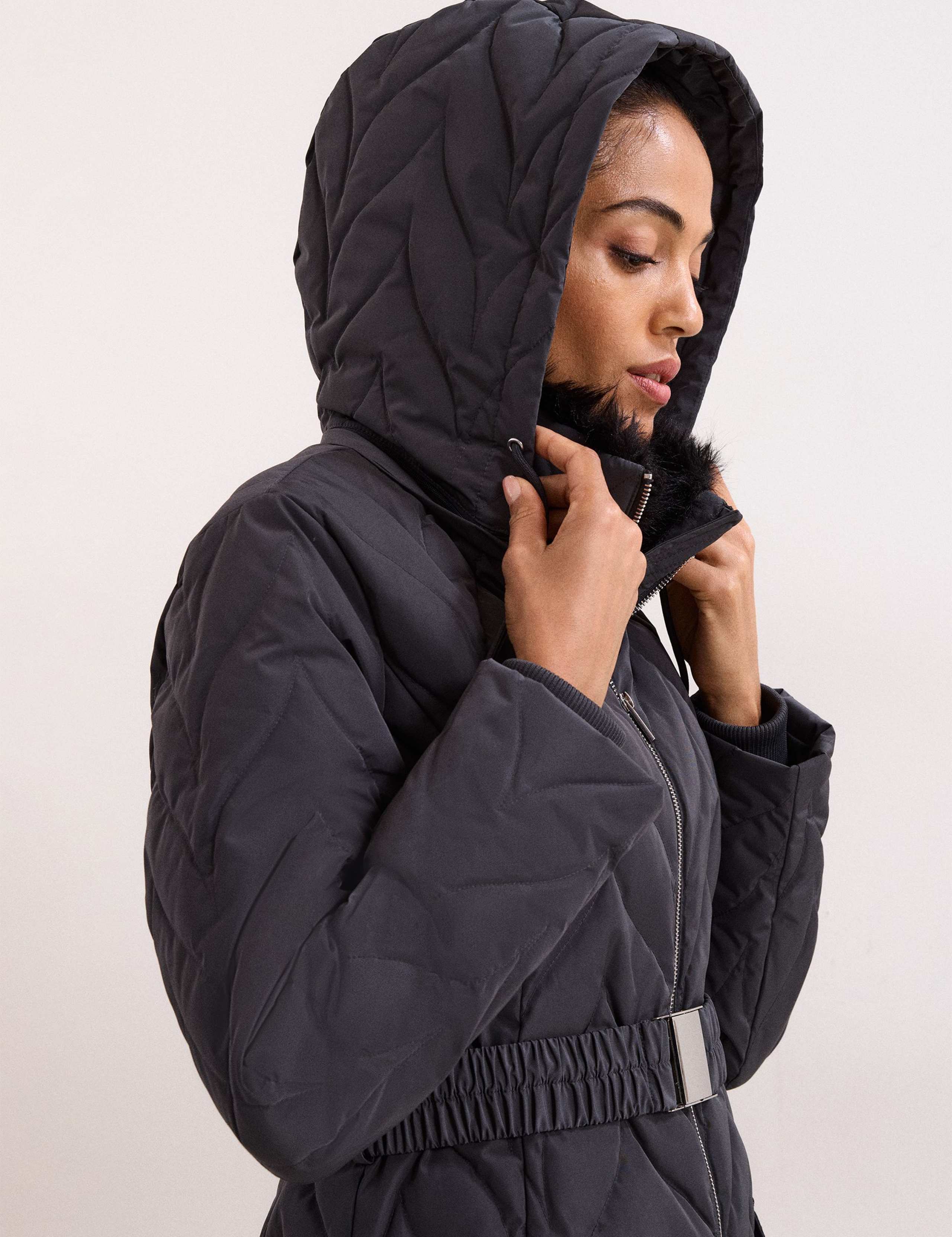 Hooded Belted Puffer Coat 10 of 10