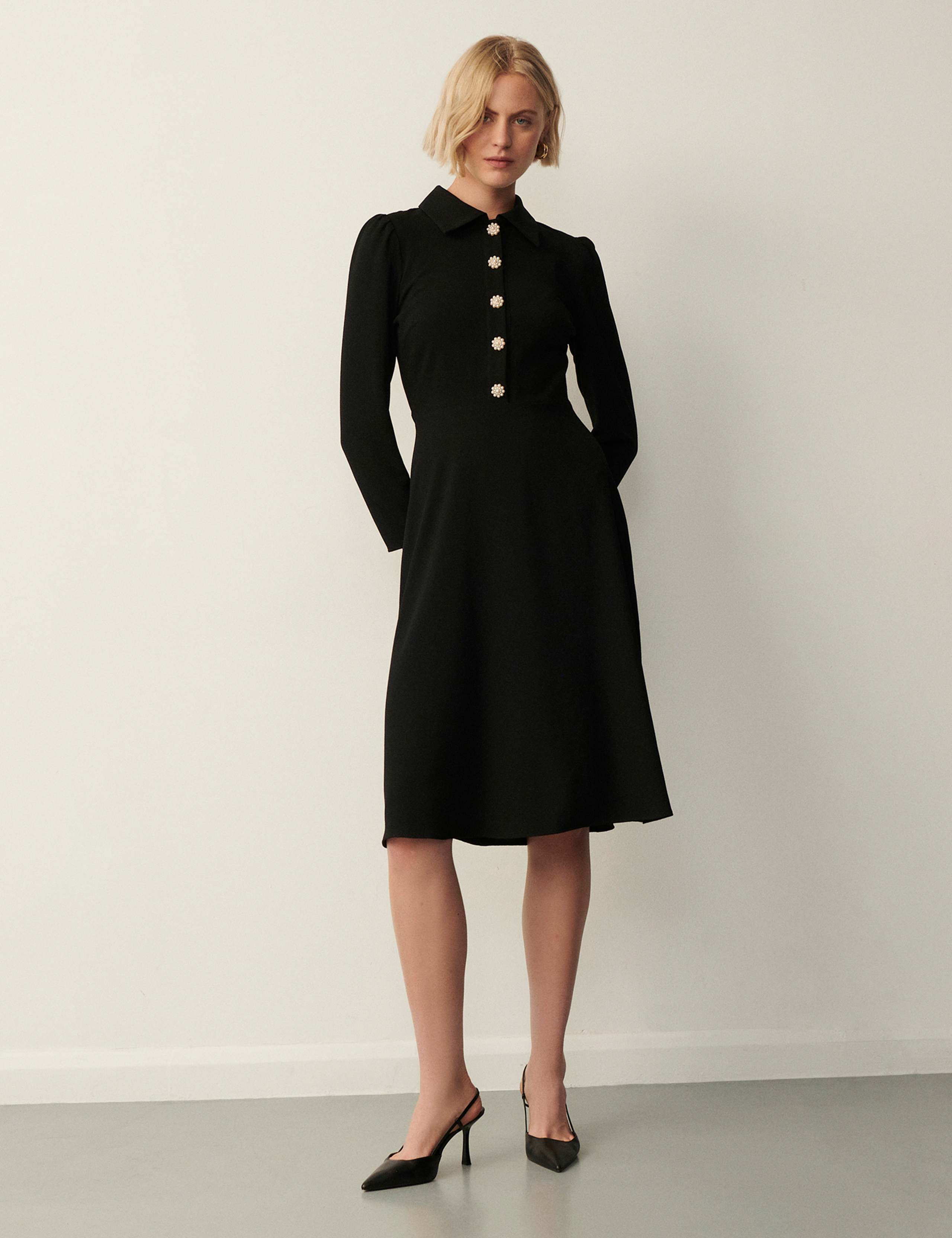 Crepe Midi Shirt Dress 2 of 4