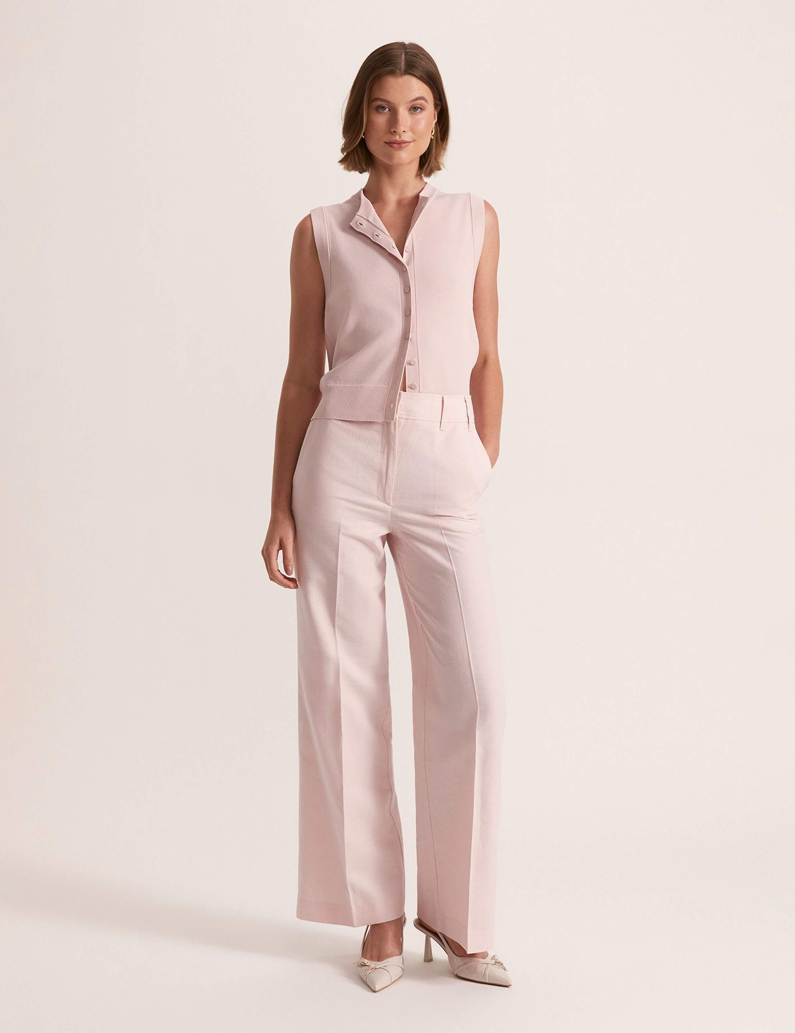 Linen Blend Wide Leg Trousers 2 of 6